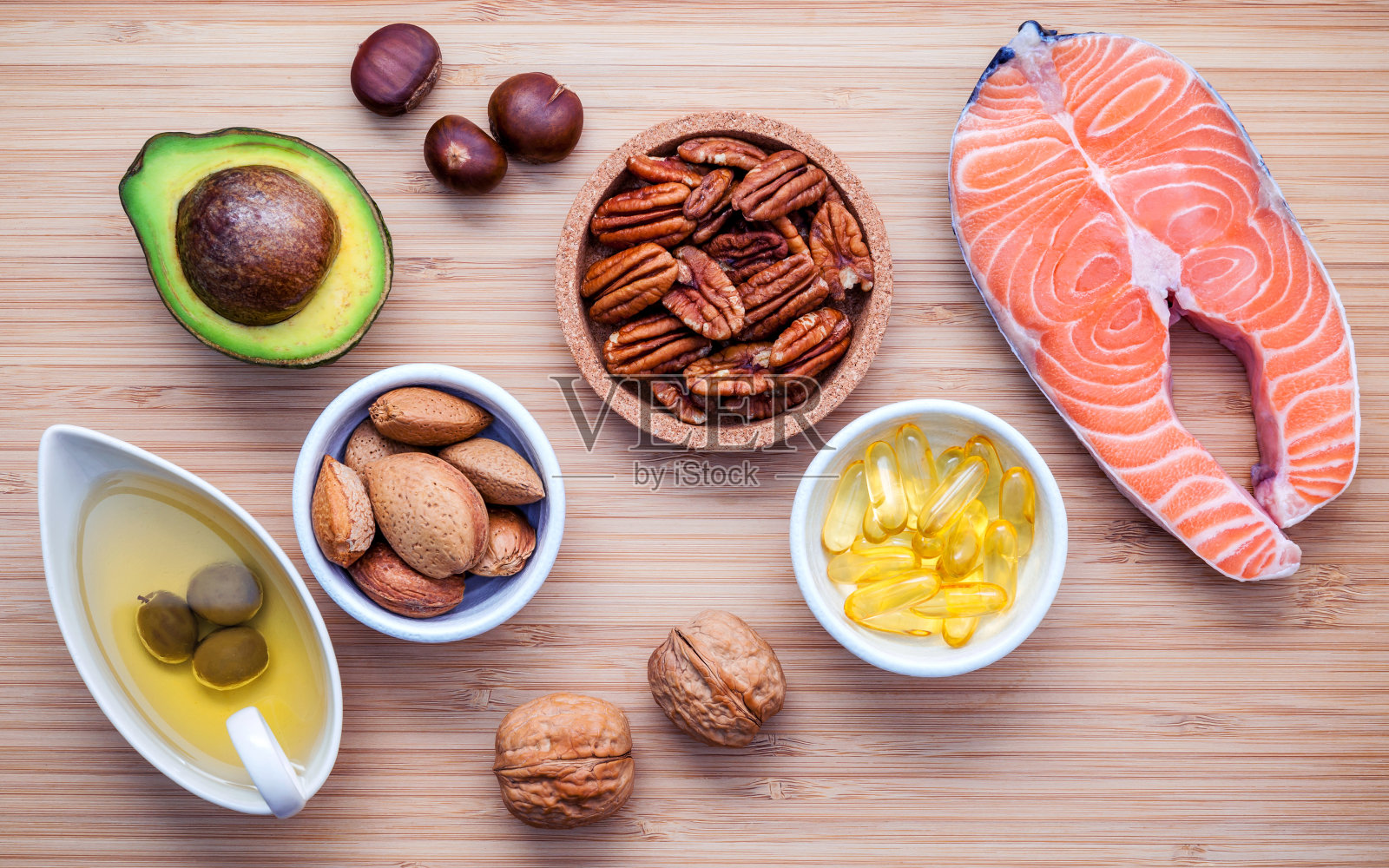 选择含有omega - 3和不饱和脂肪的食物来源。超级照片摄影图片