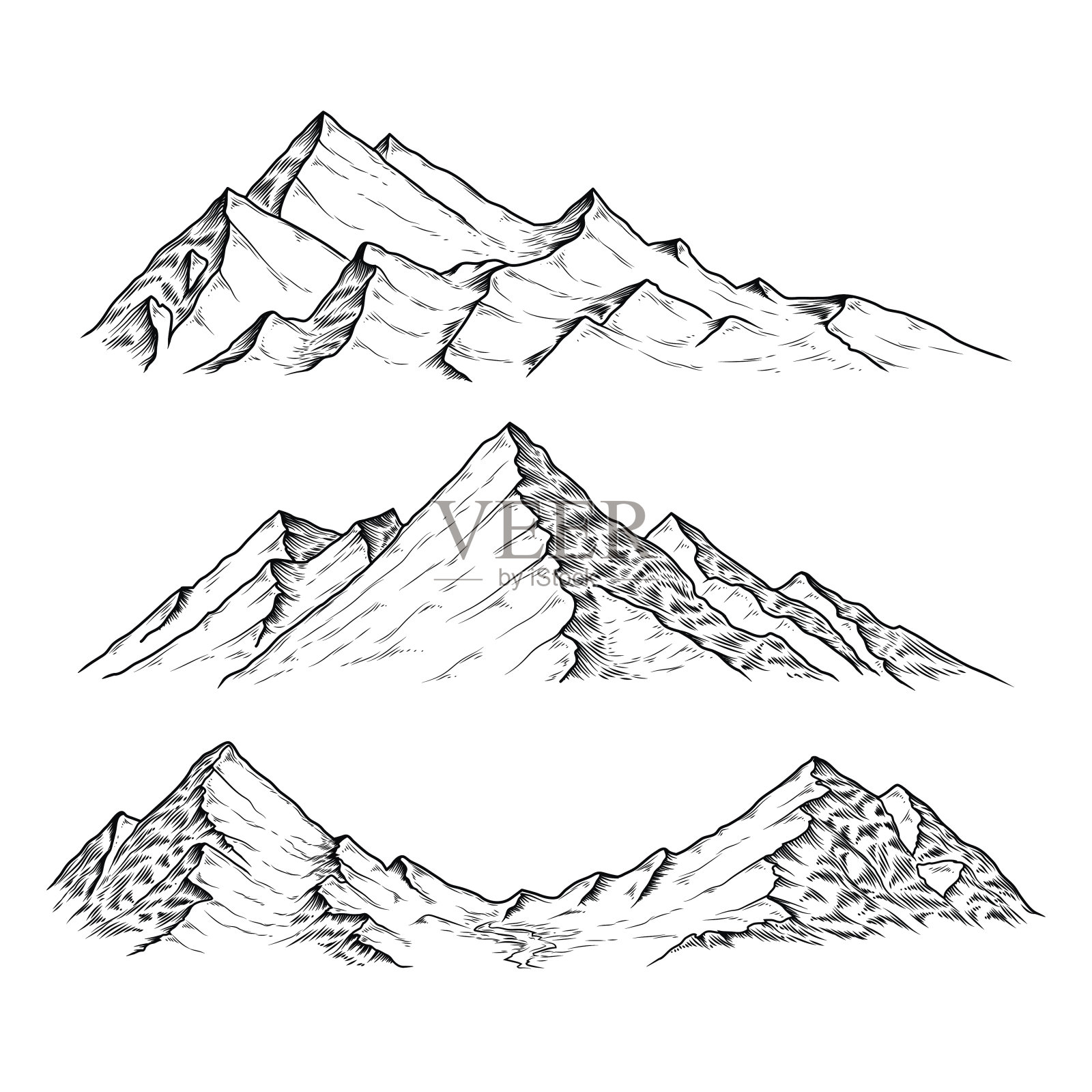 手绘矢量图的山设计元素图片