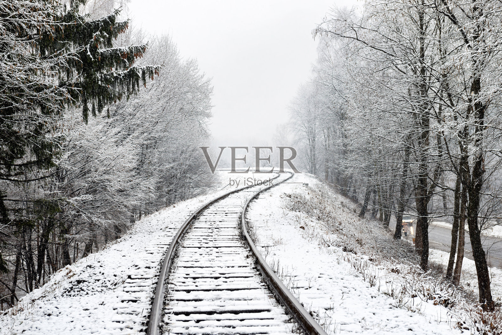 铁路在雪照片摄影图片