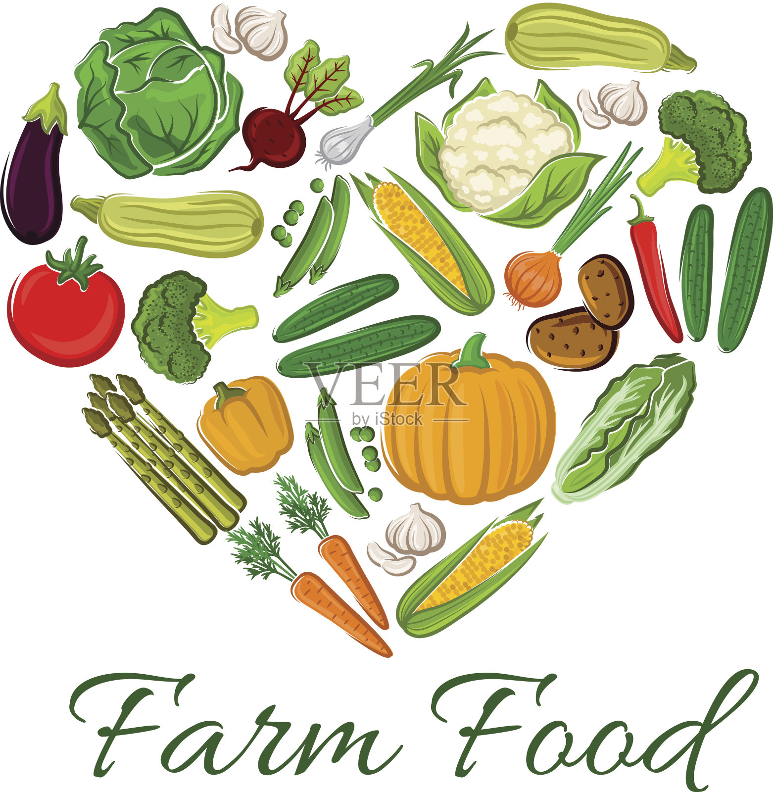 心形的农用蔬菜图标设计元素图片