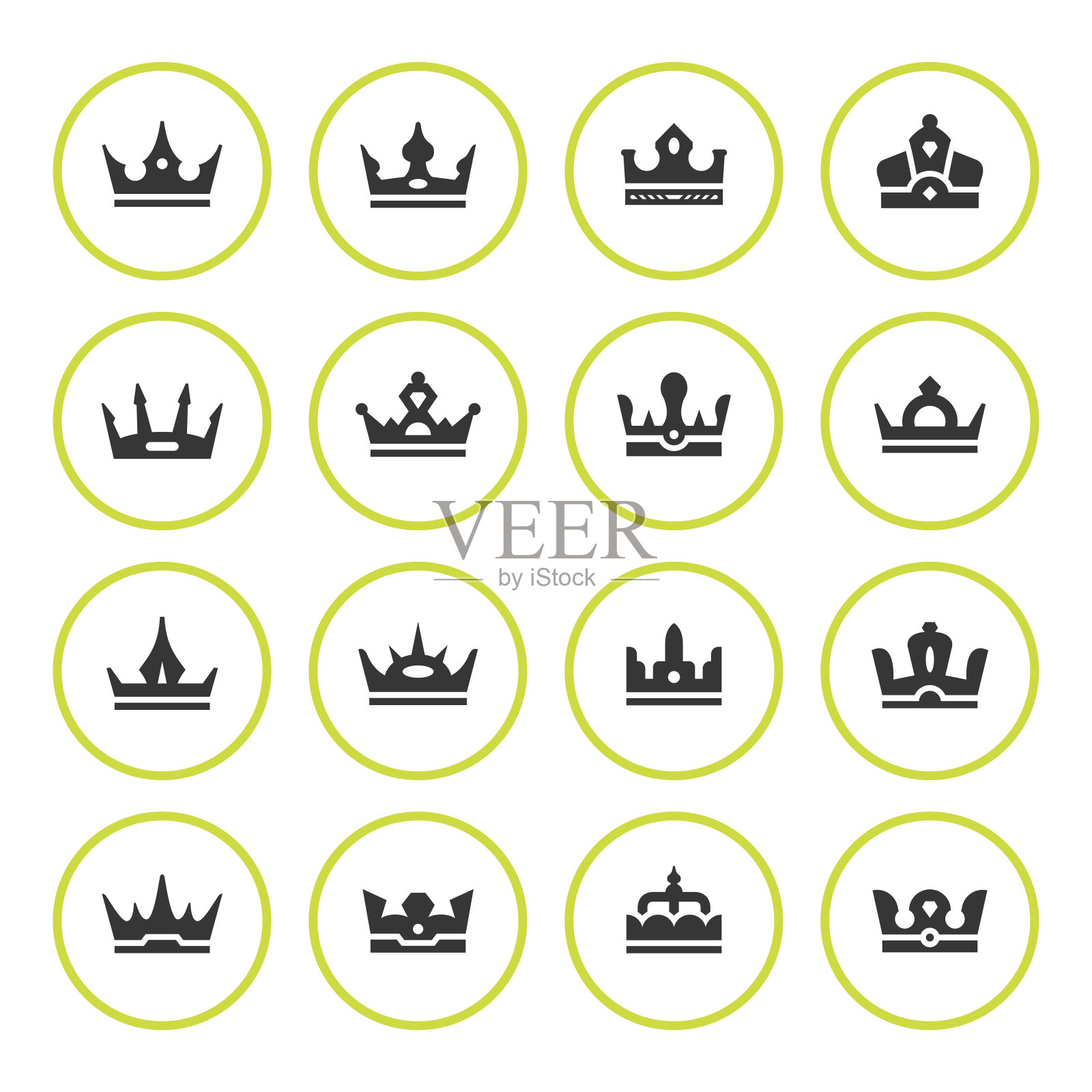 设置圆形的王冠图标图标素材