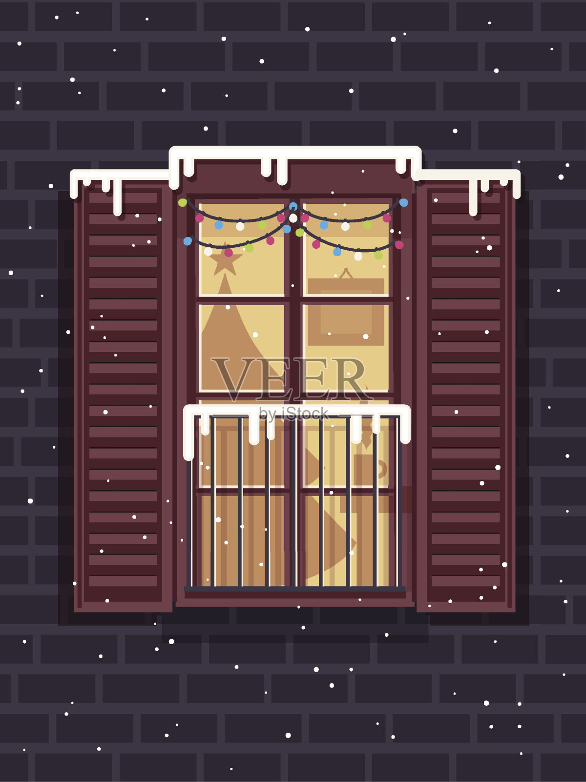 圣诞节的窗口插画图片素材