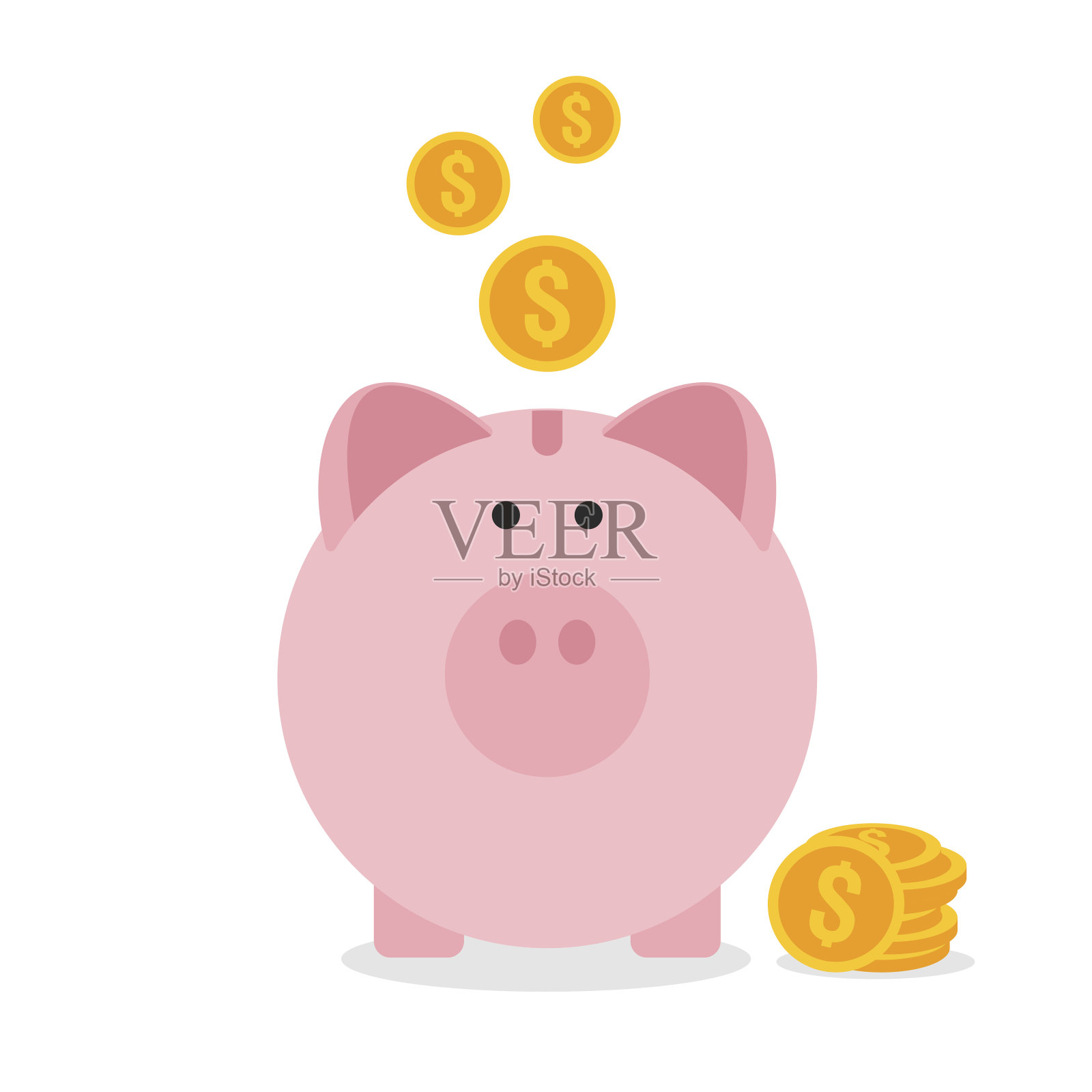 小猪储蓄罐平面设计，省钱理念设计元素图片