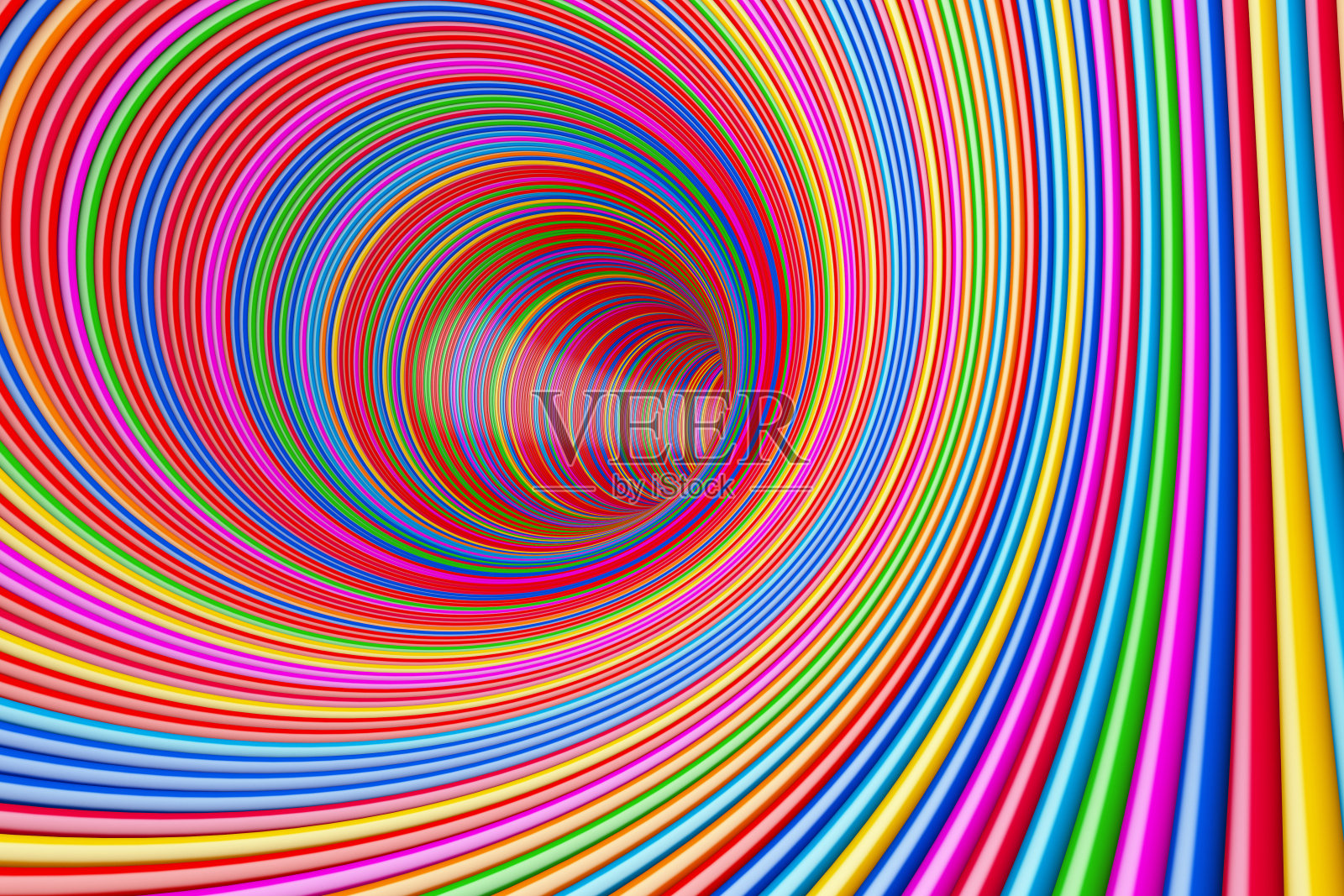 催眠迷幻多色圆环隧道。3d渲染照片摄影图片