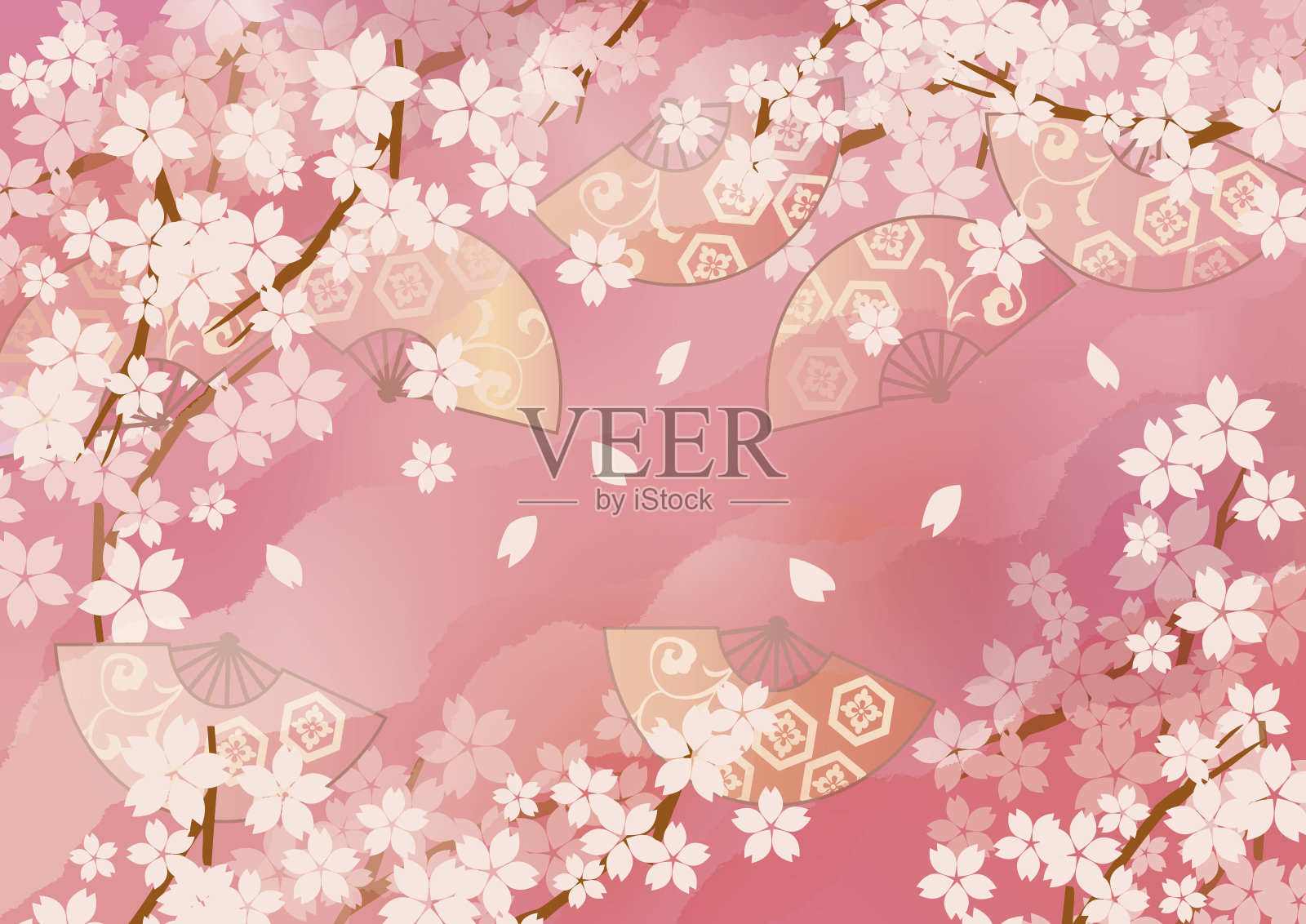日本美丽的樱花图片插画图片素材