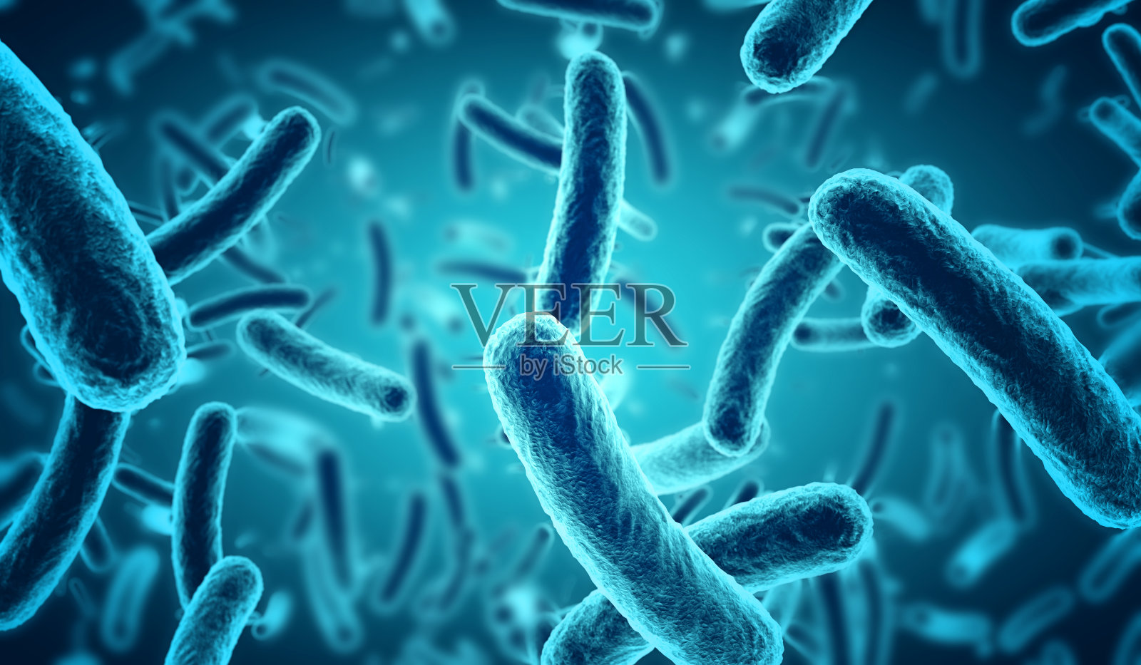 微观蓝色细菌背景照片摄影图片