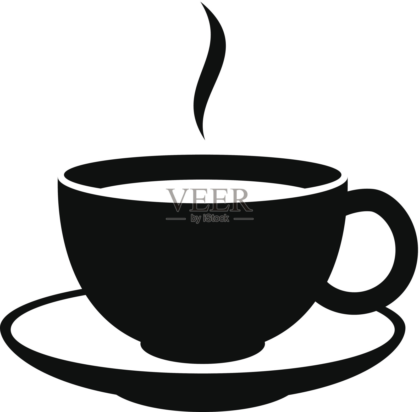 简单的咖啡或茶杯图标。黑色的杯子。设计元素图片