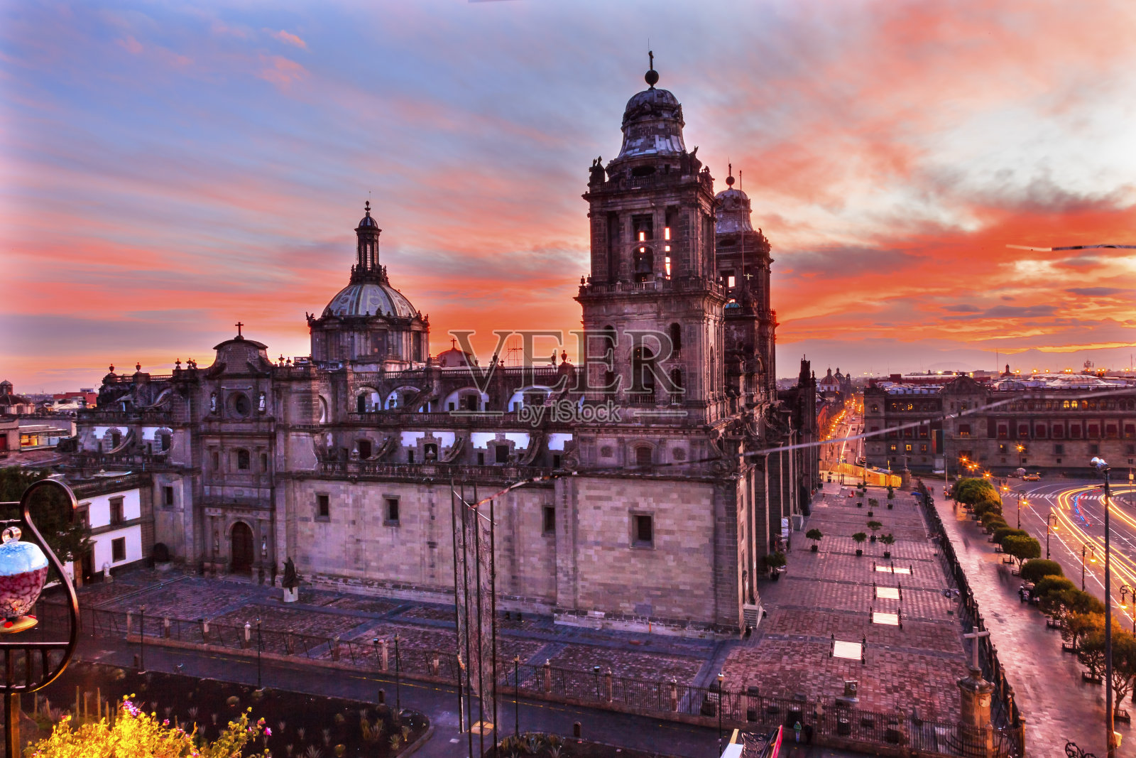 大都会大教堂索卡洛墨西哥城日出墨西哥照片摄影图片