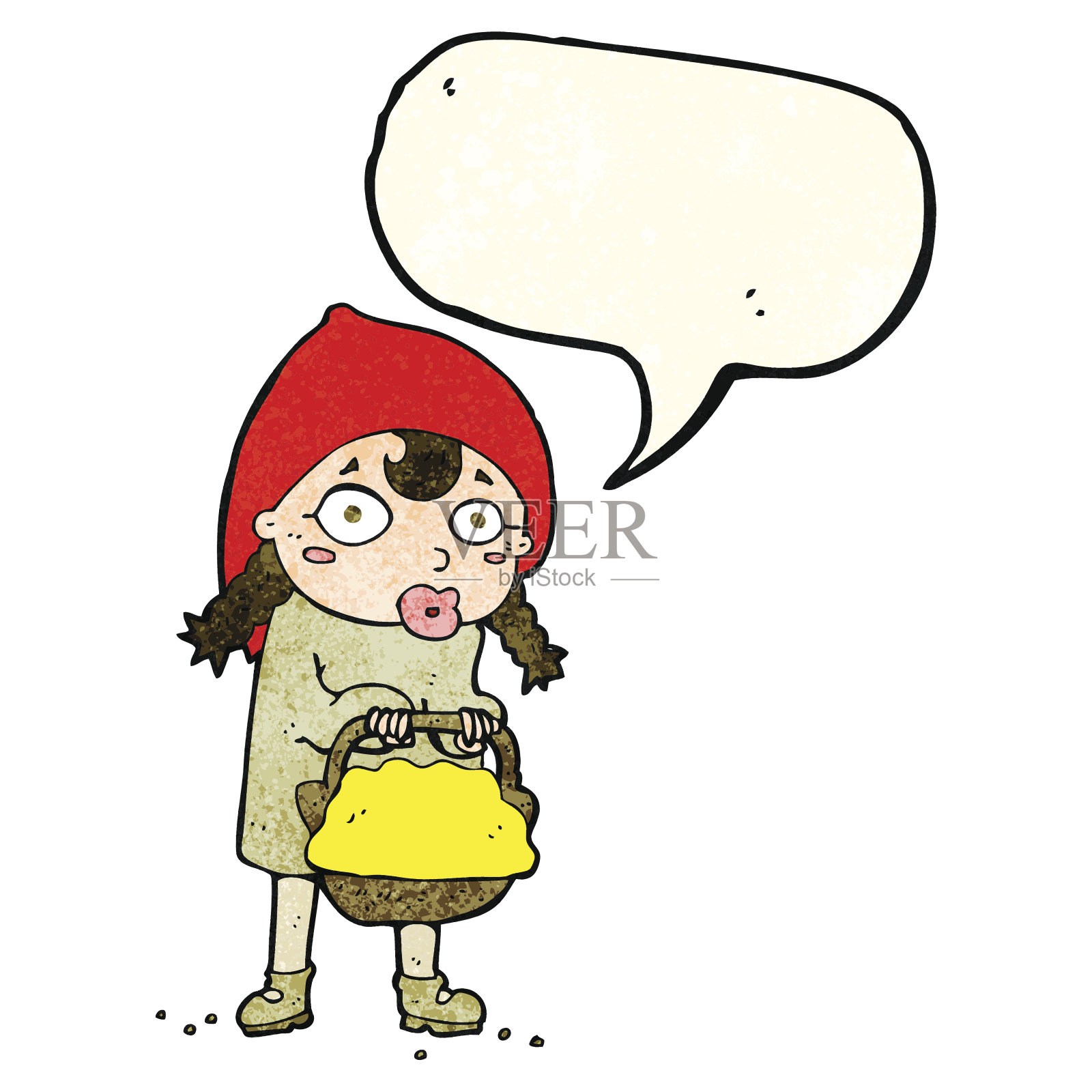 带语音泡泡的小红帽卡通插画图片素材