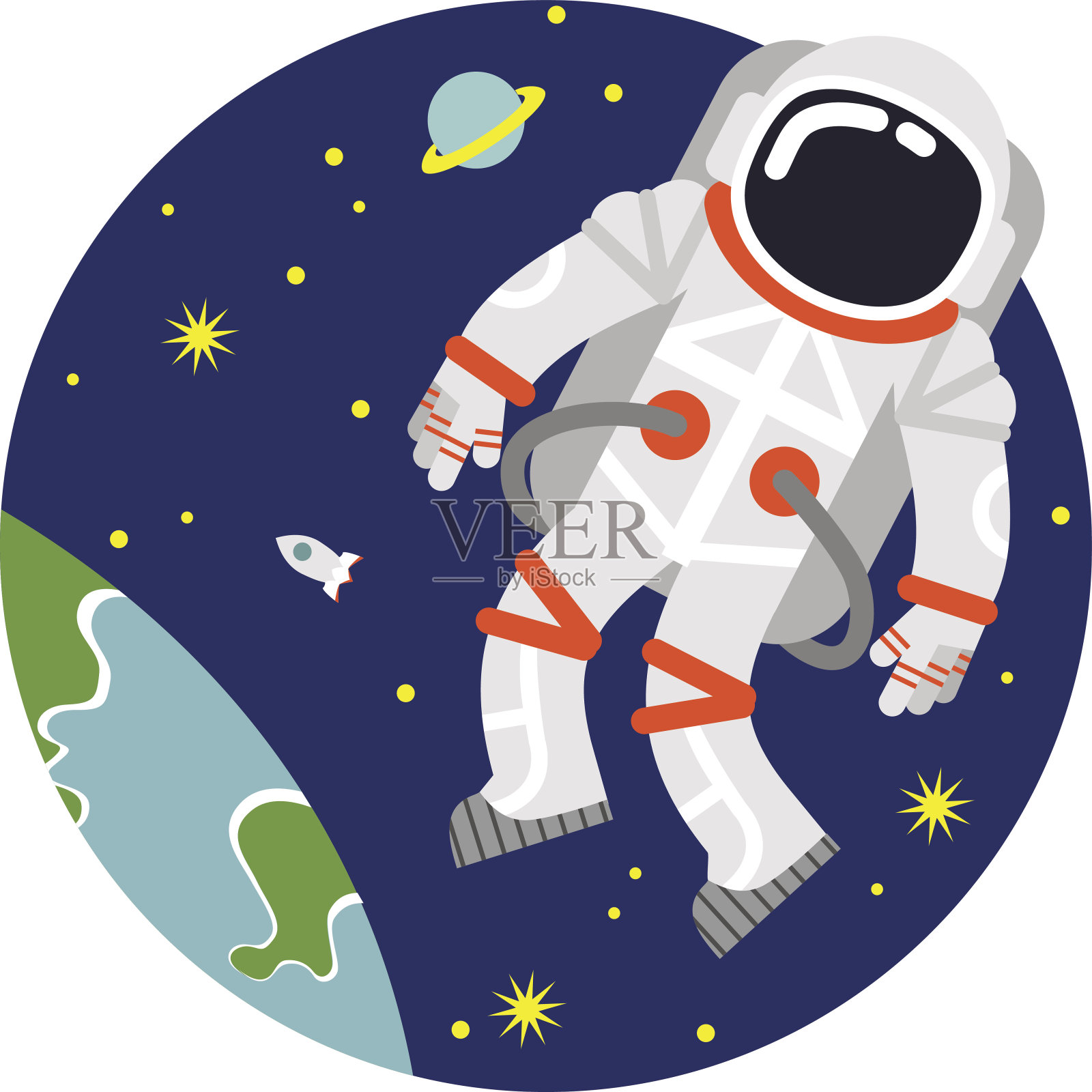 一个宇航员漂浮在地球上的插图插画图片素材