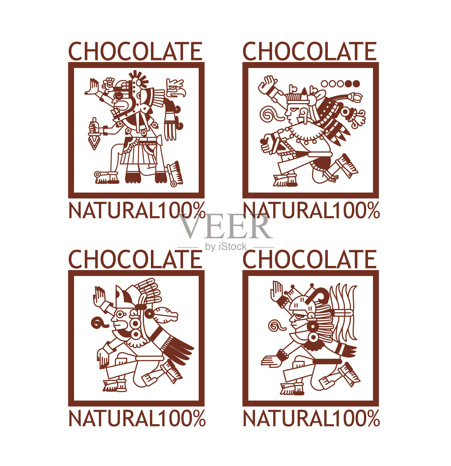阿兹特克巧克力包装设计插画图片素材