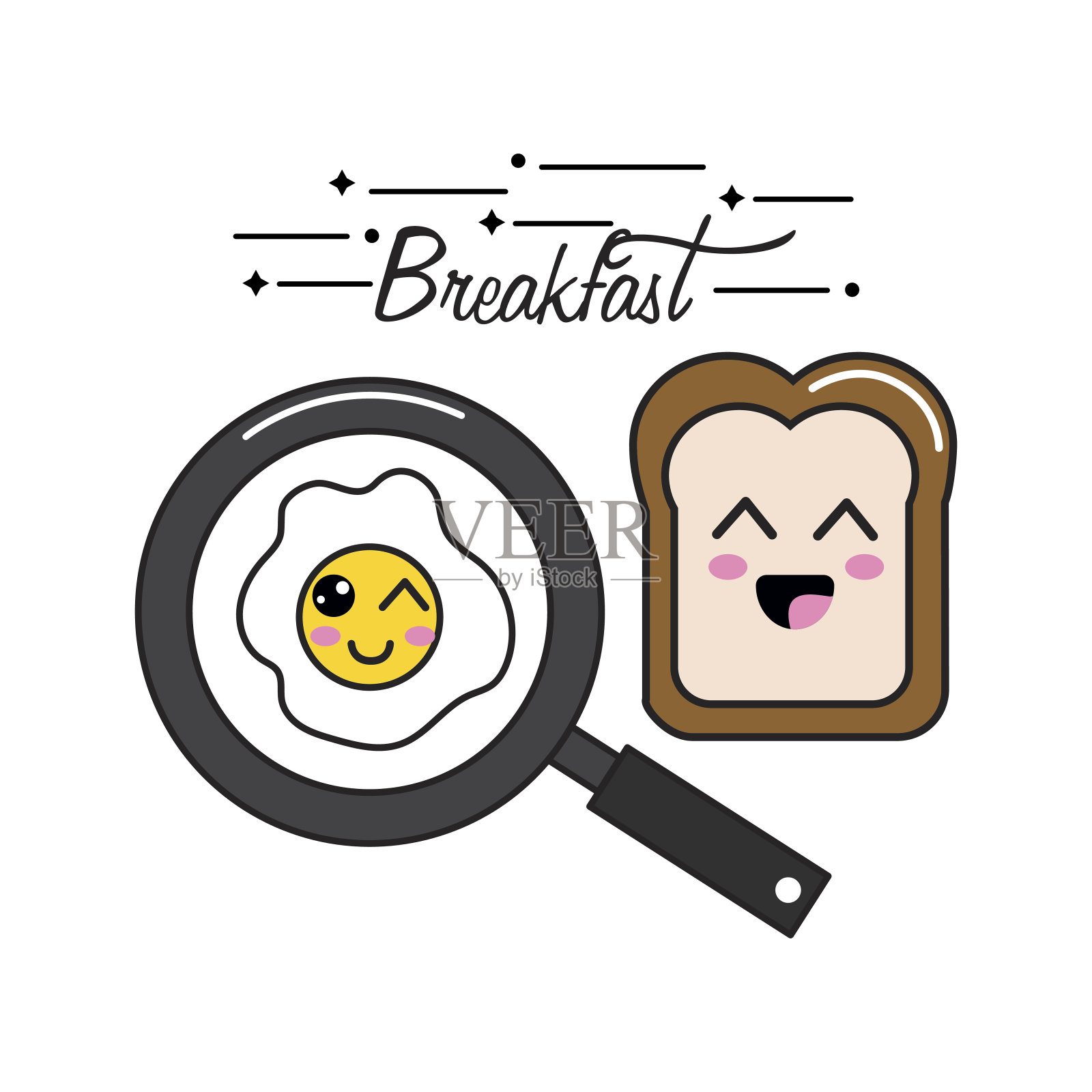 可爱的快乐早餐图标插画图片素材