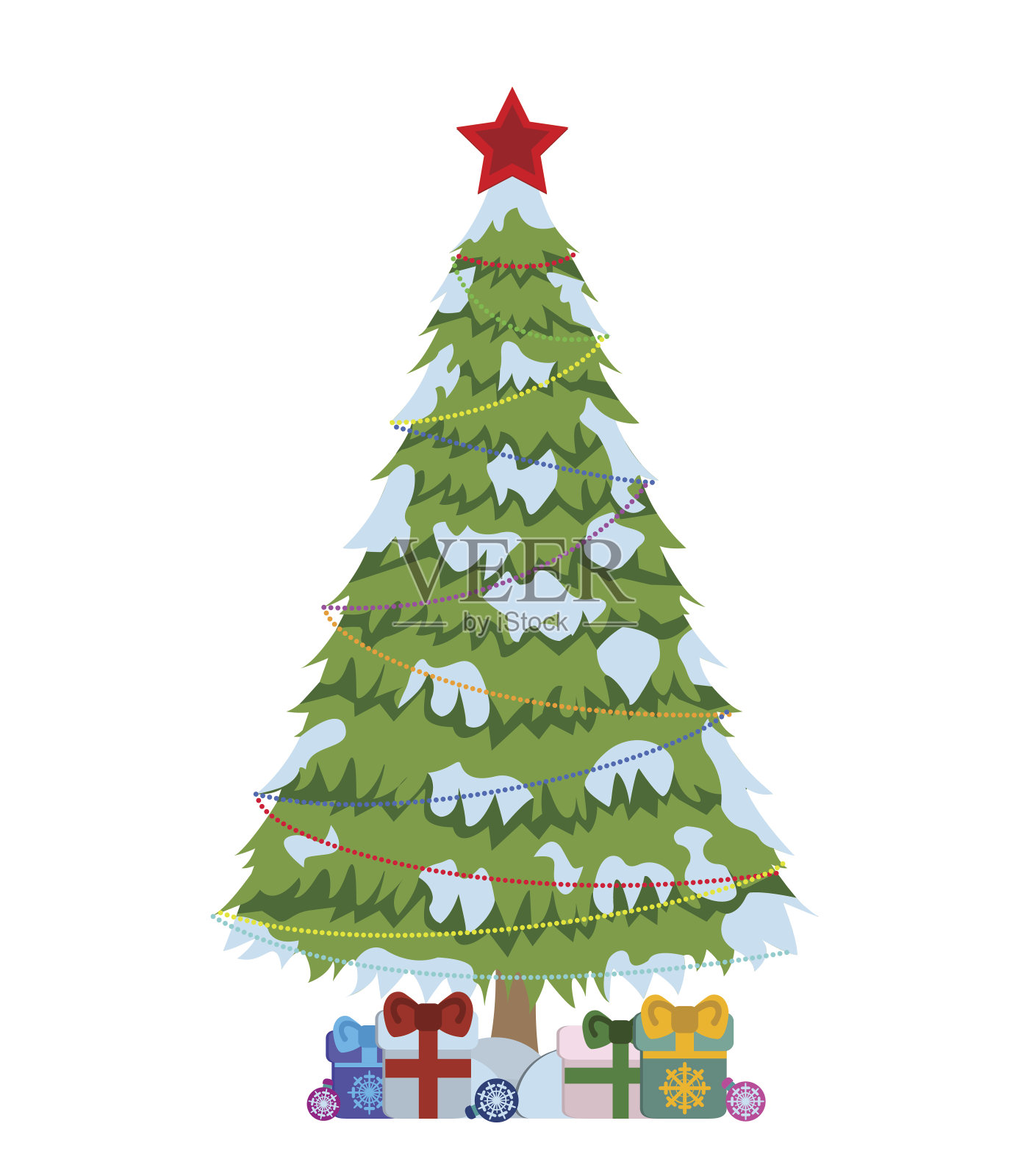 白色背景上的圣诞树标志快乐。插画图片素材