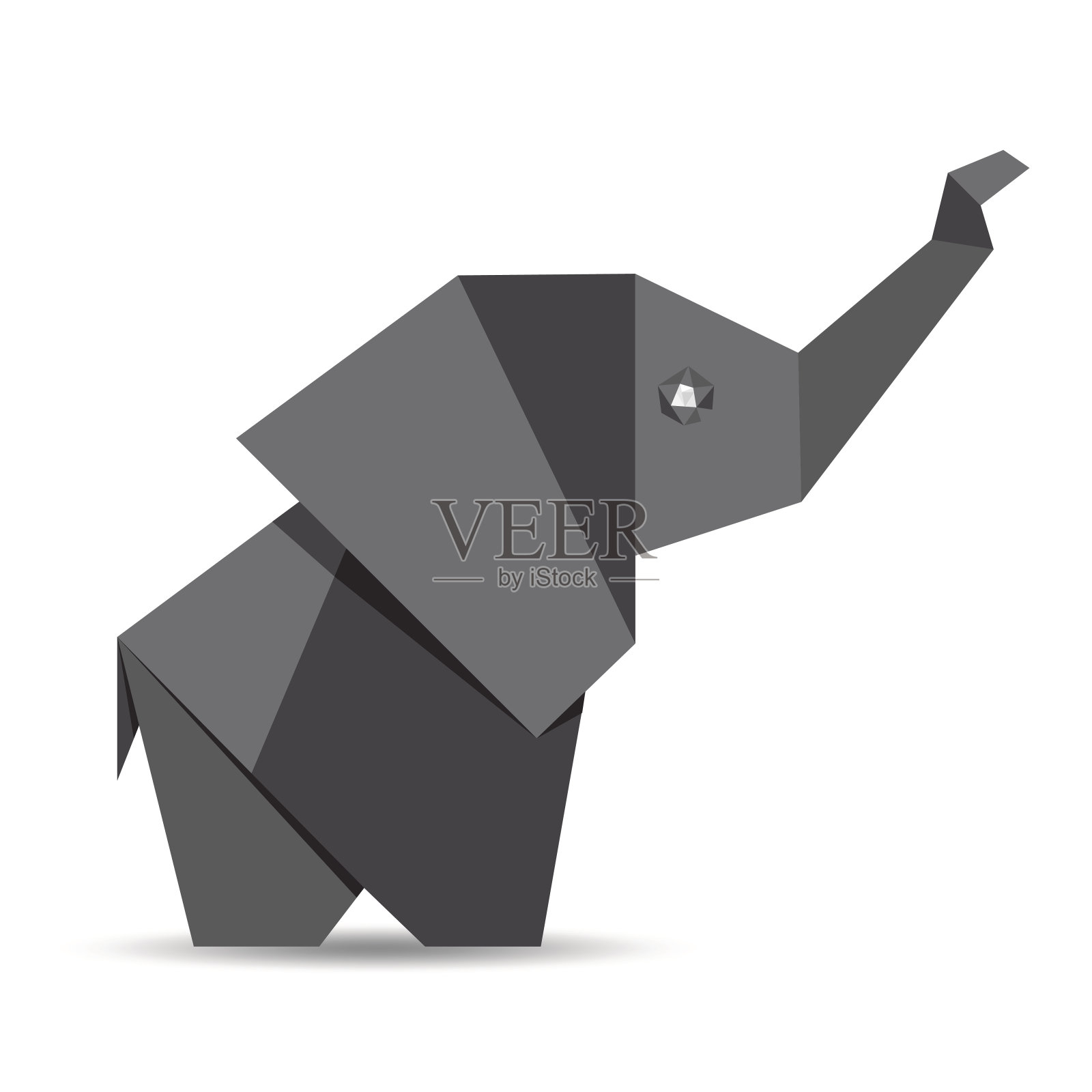 大象的多边形插图，矢量三角形设计设计元素图片