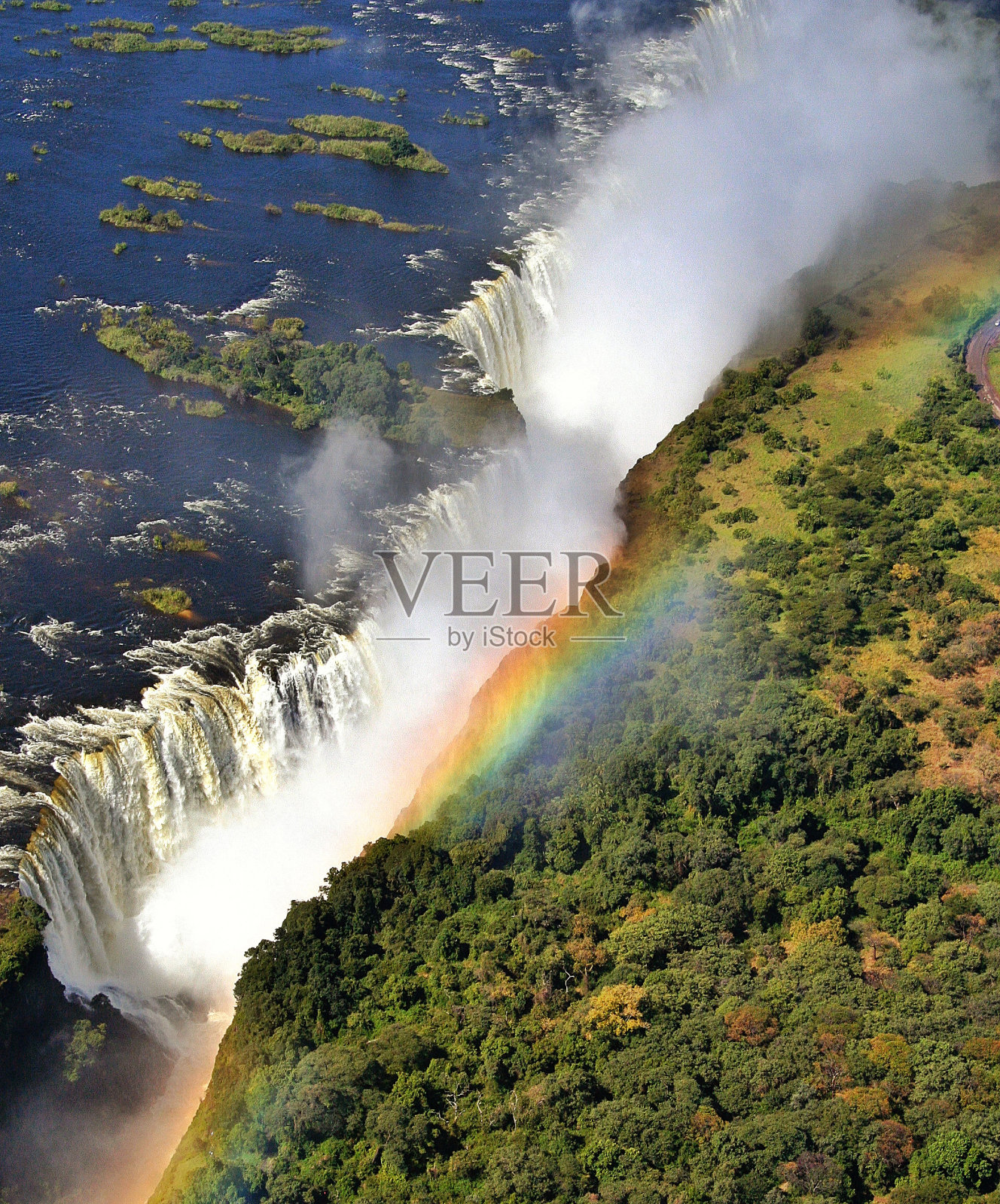 从上往下看，津巴布韦维多利亚瀑布照片摄影图片