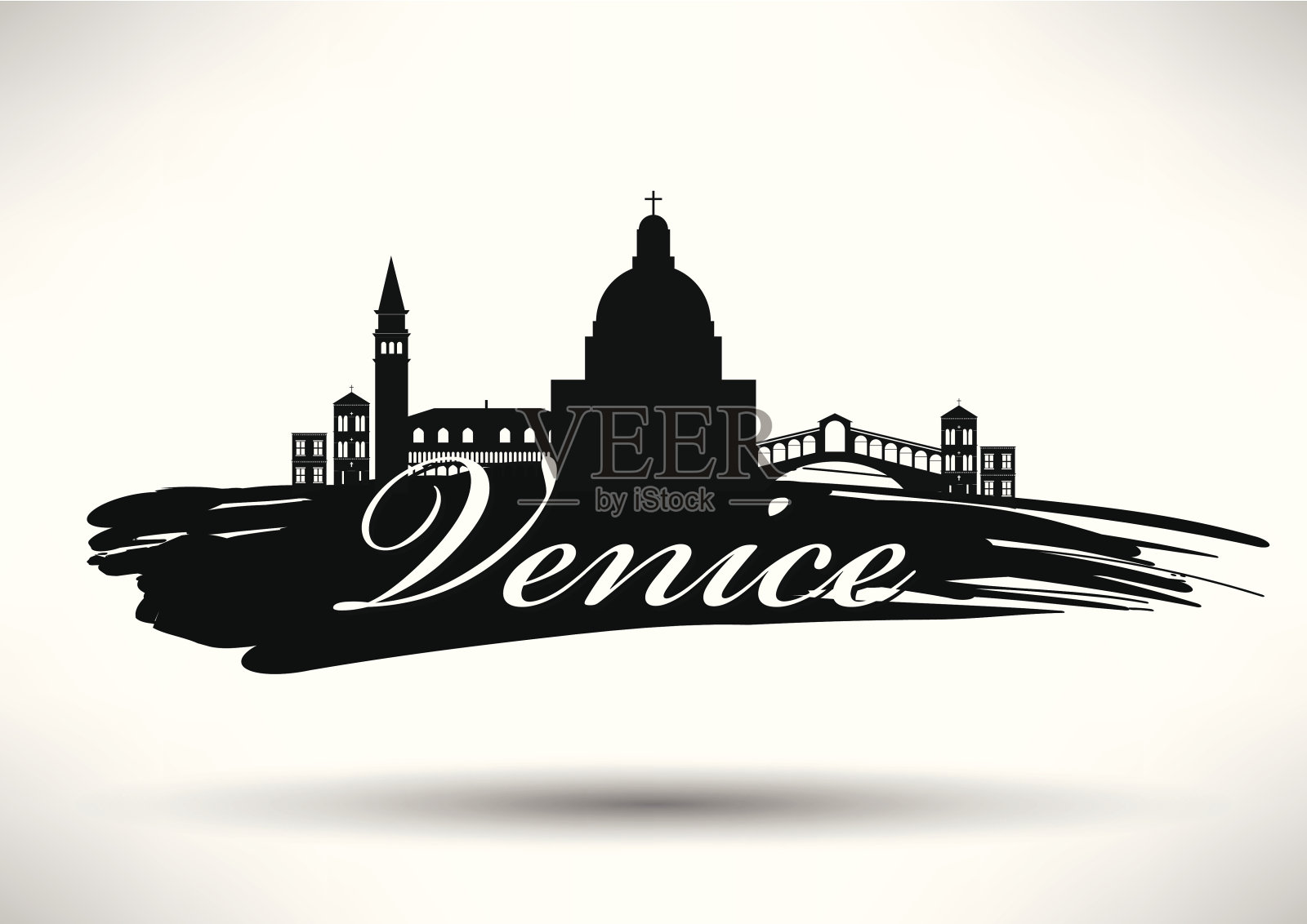 字体设计的威尼斯城市天际线插画图片素材