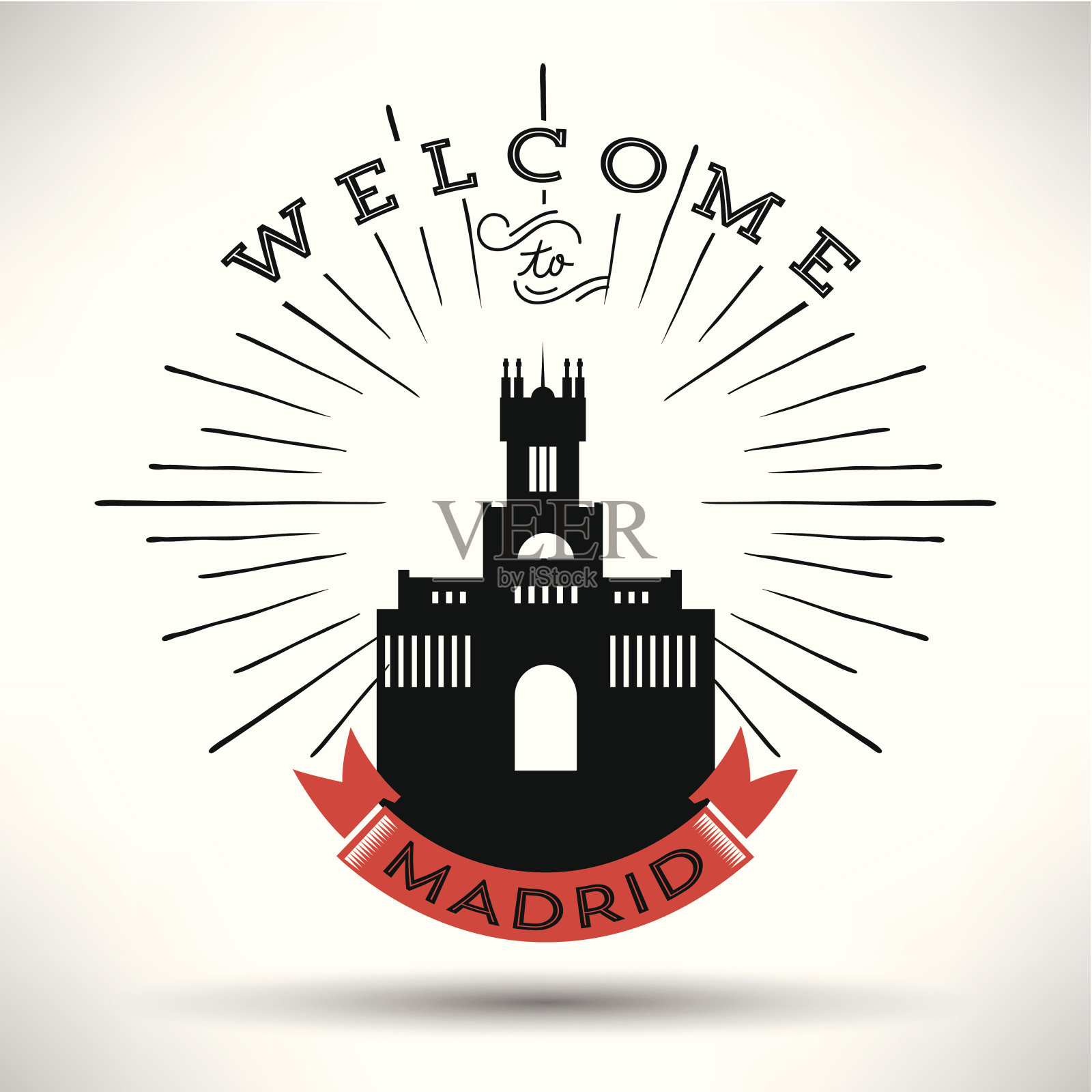 马德里城市的排版设计插画图片素材