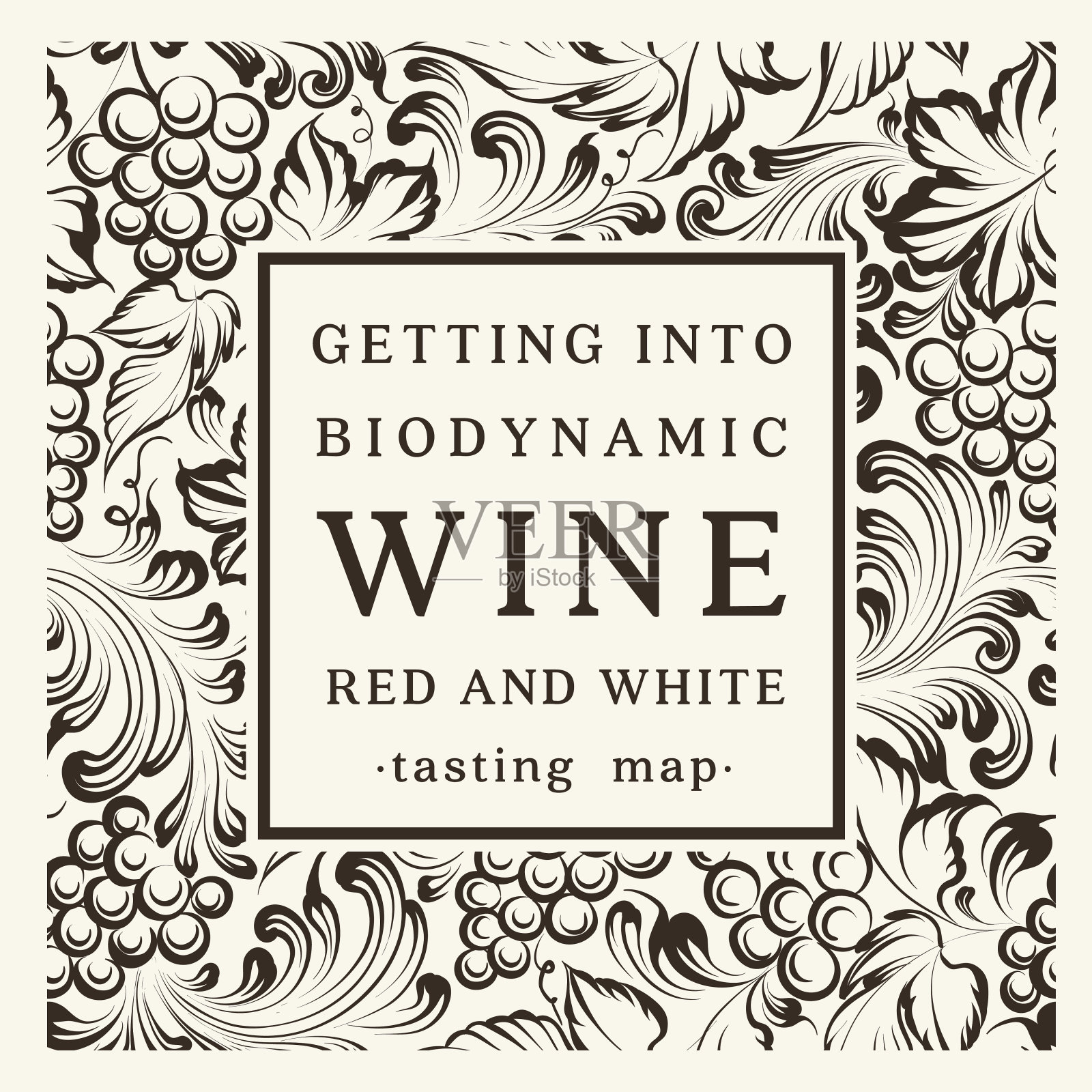 一瓶葡萄酒的标签插画图片素材