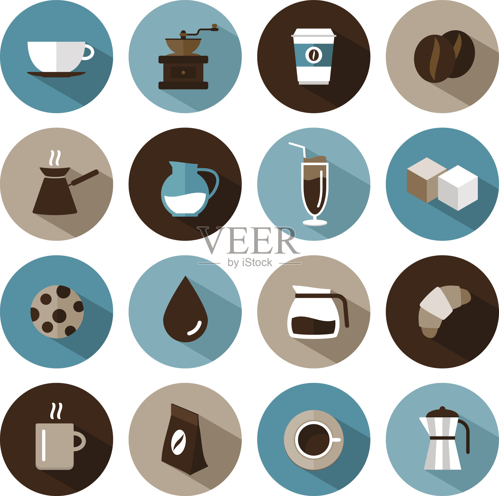 一组向量咖啡图标图标素材