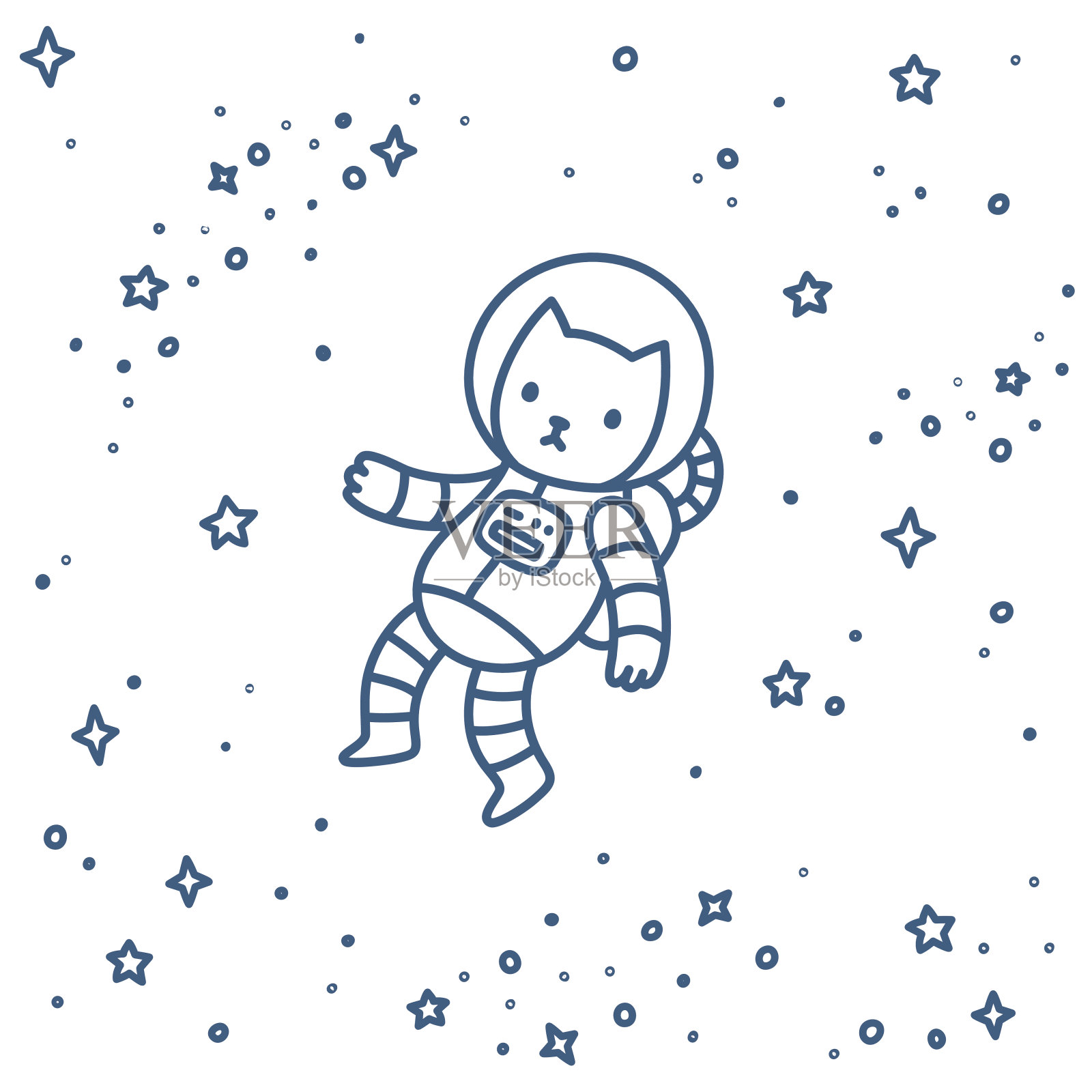 猫在太空插画图片素材