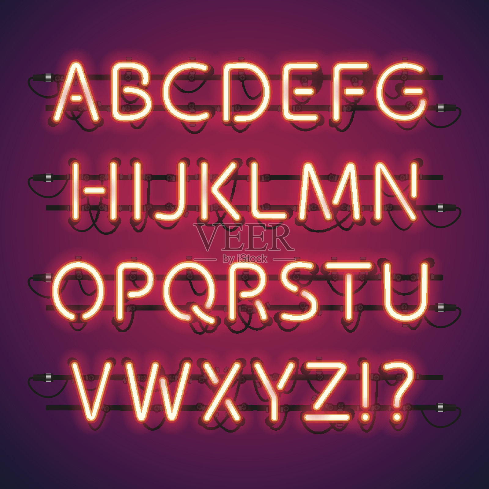 发光霓虹灯字母设计元素图片