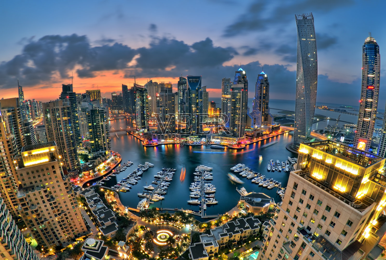 迪拜码头的天际线照片摄影图片
