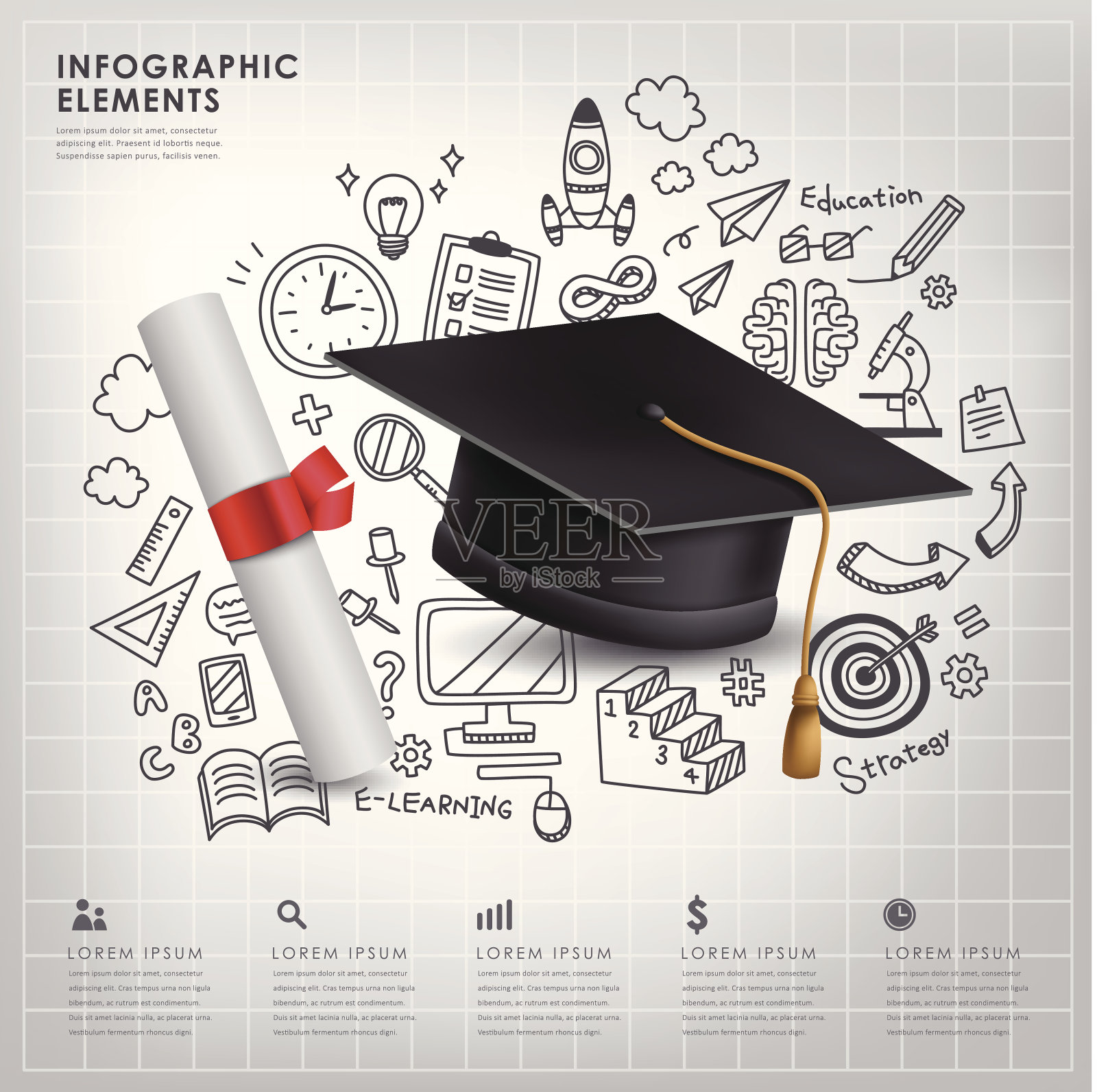 毕业概念矢量插图信息图插画图片素材