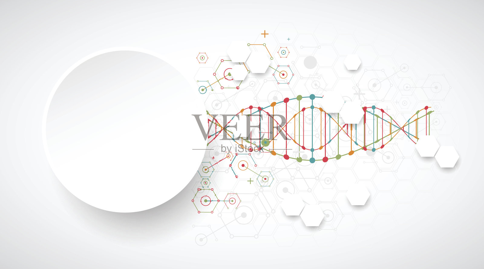科学模板，带有DNA分子的横幅。插画图片素材