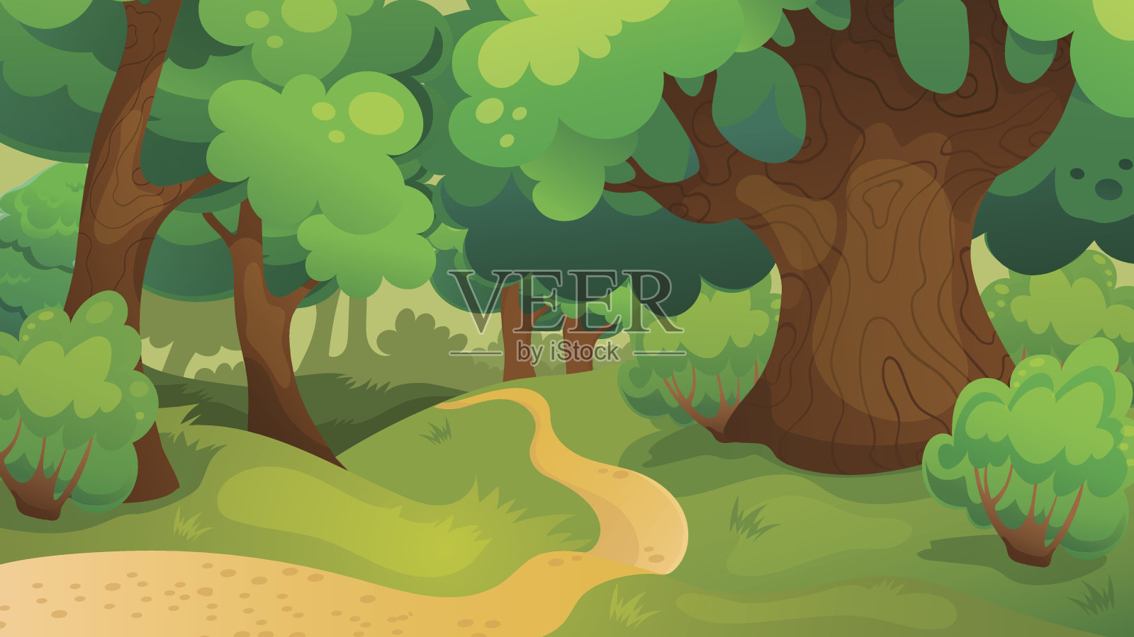 橡树森林游戏背景插画图片素材