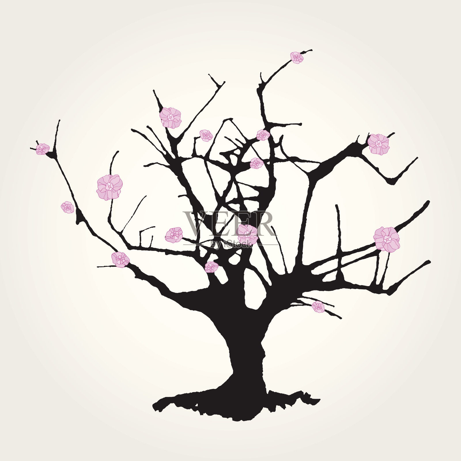 中式树。插画图片素材