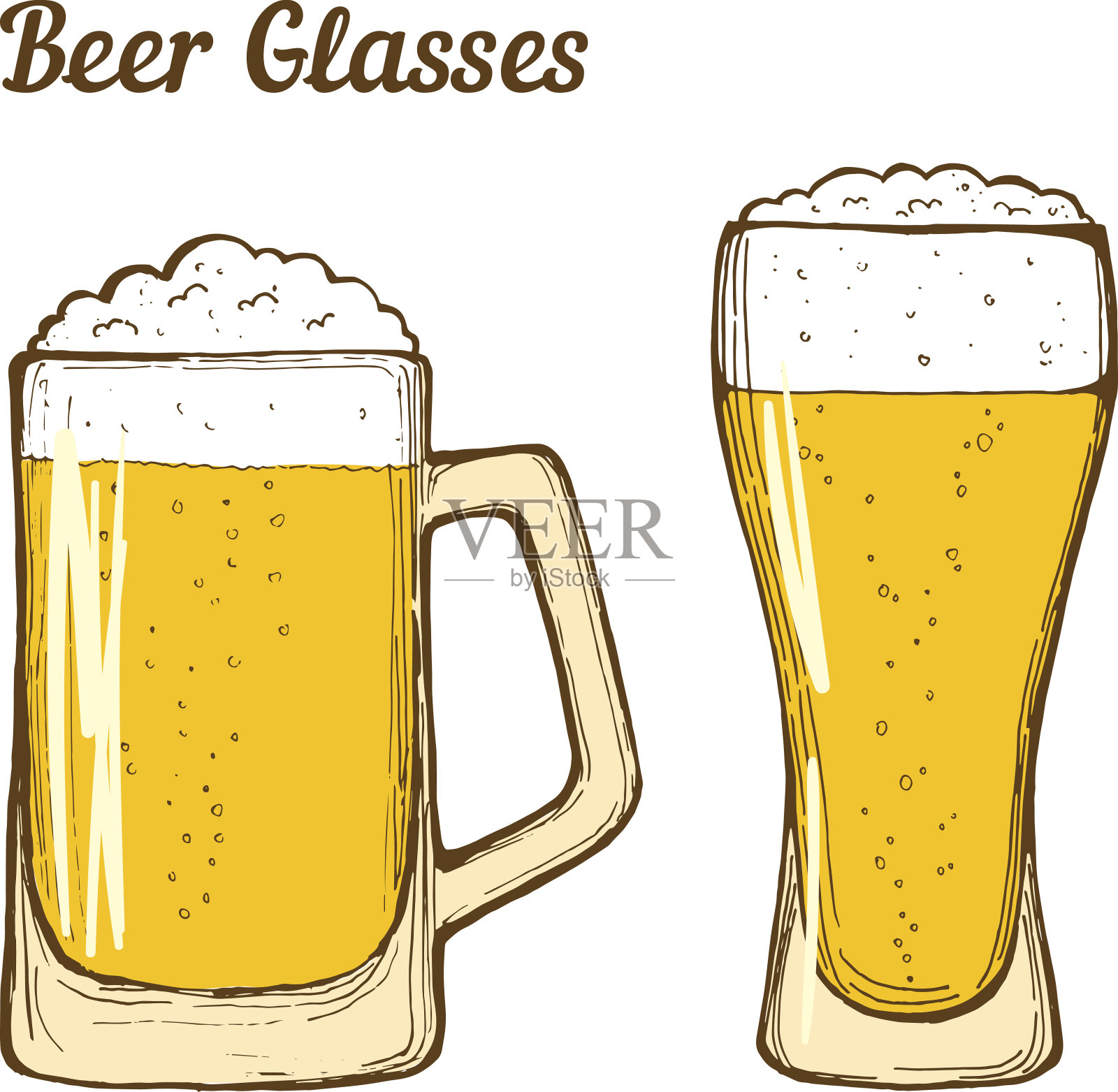 啤酒的眼镜插画图片素材