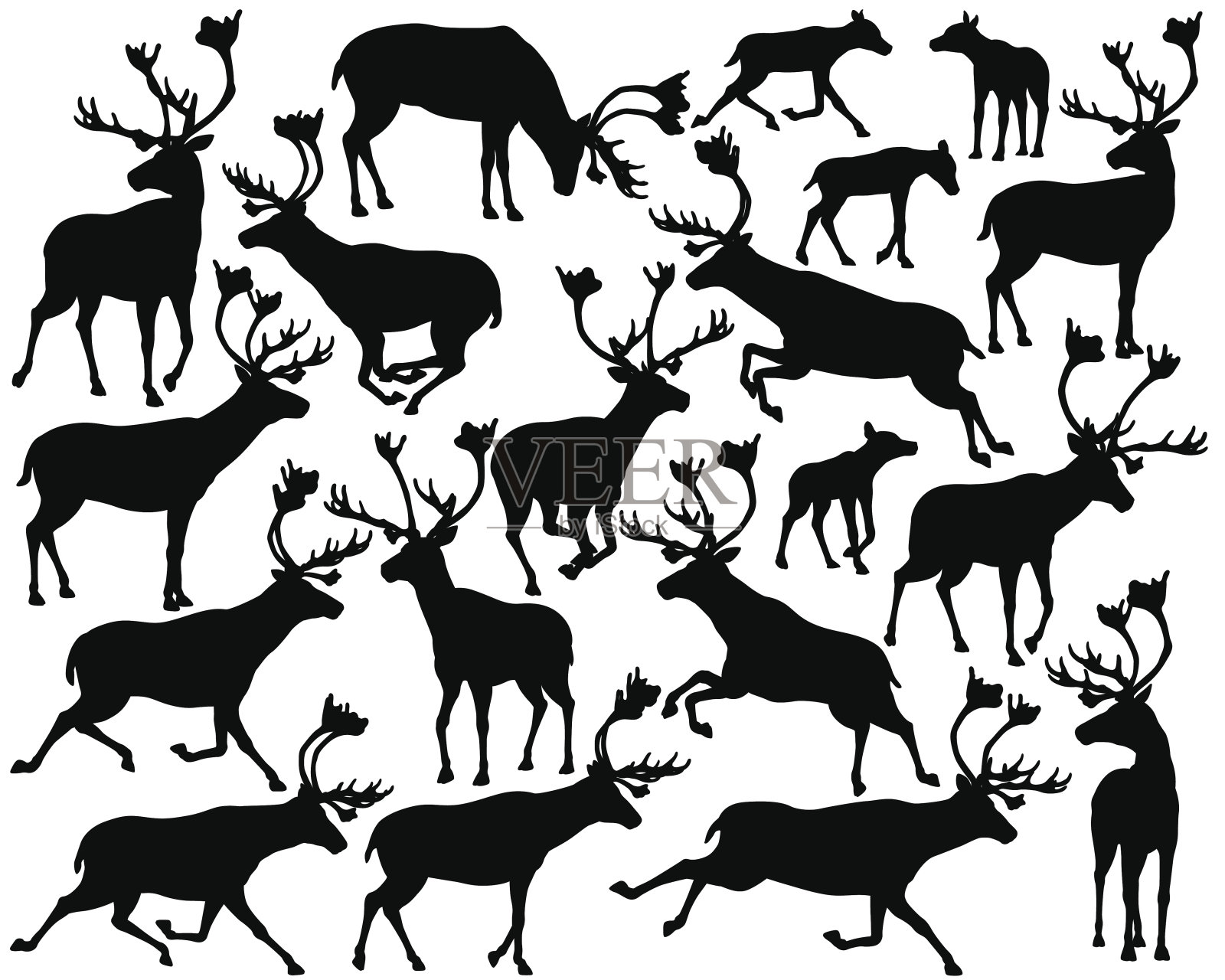 驯鹿或驯鹿的剪影插画图片素材