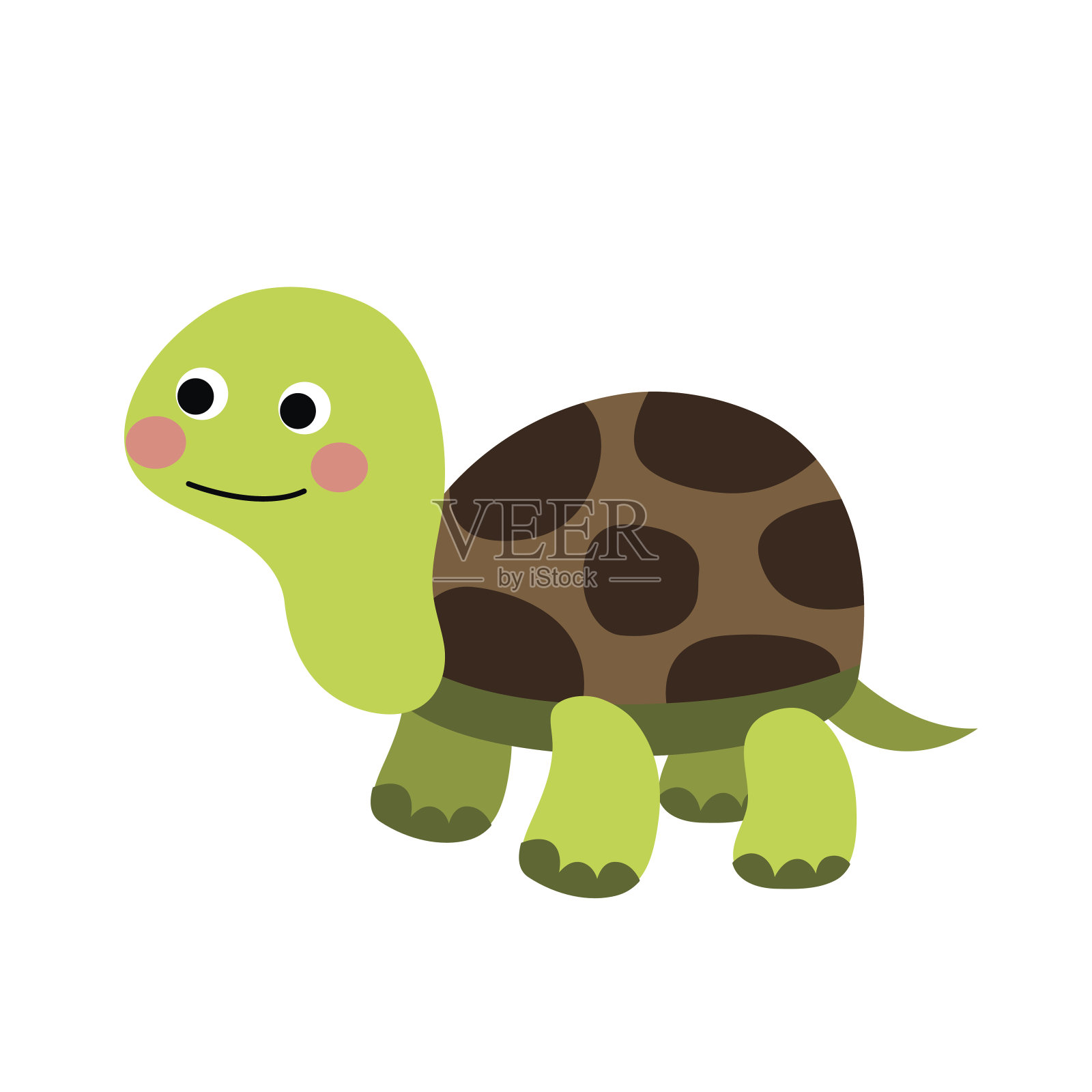 海龟动物卡通人物矢量插图。设计元素图片