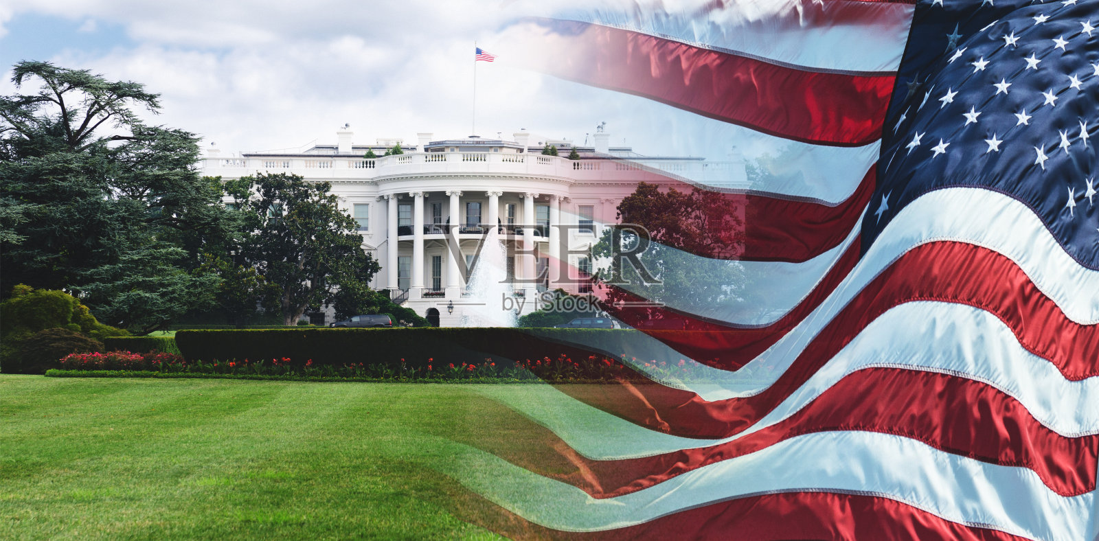 美国国旗飘扬在华盛顿特区的一个国家假日照片摄影图片