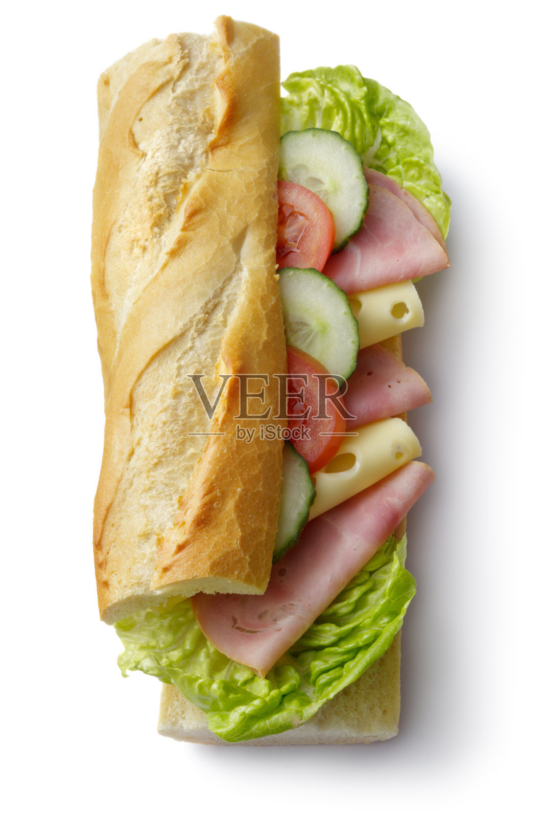 三明治:火腿和奶酪三明治孤立的白色背景照片摄影图片