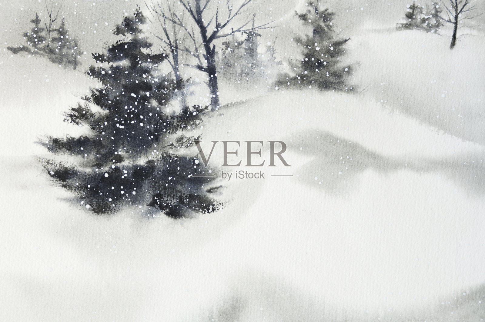 冬季雪景背景插画图片素材
