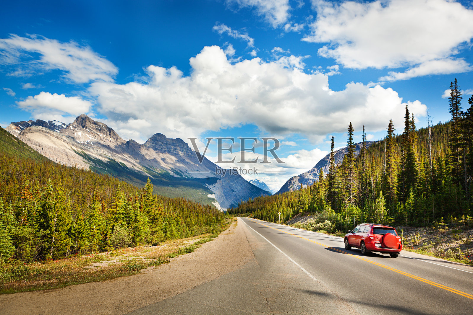 班夫国家公园公路之旅穿过加拿大的落基山脉插画图片素材