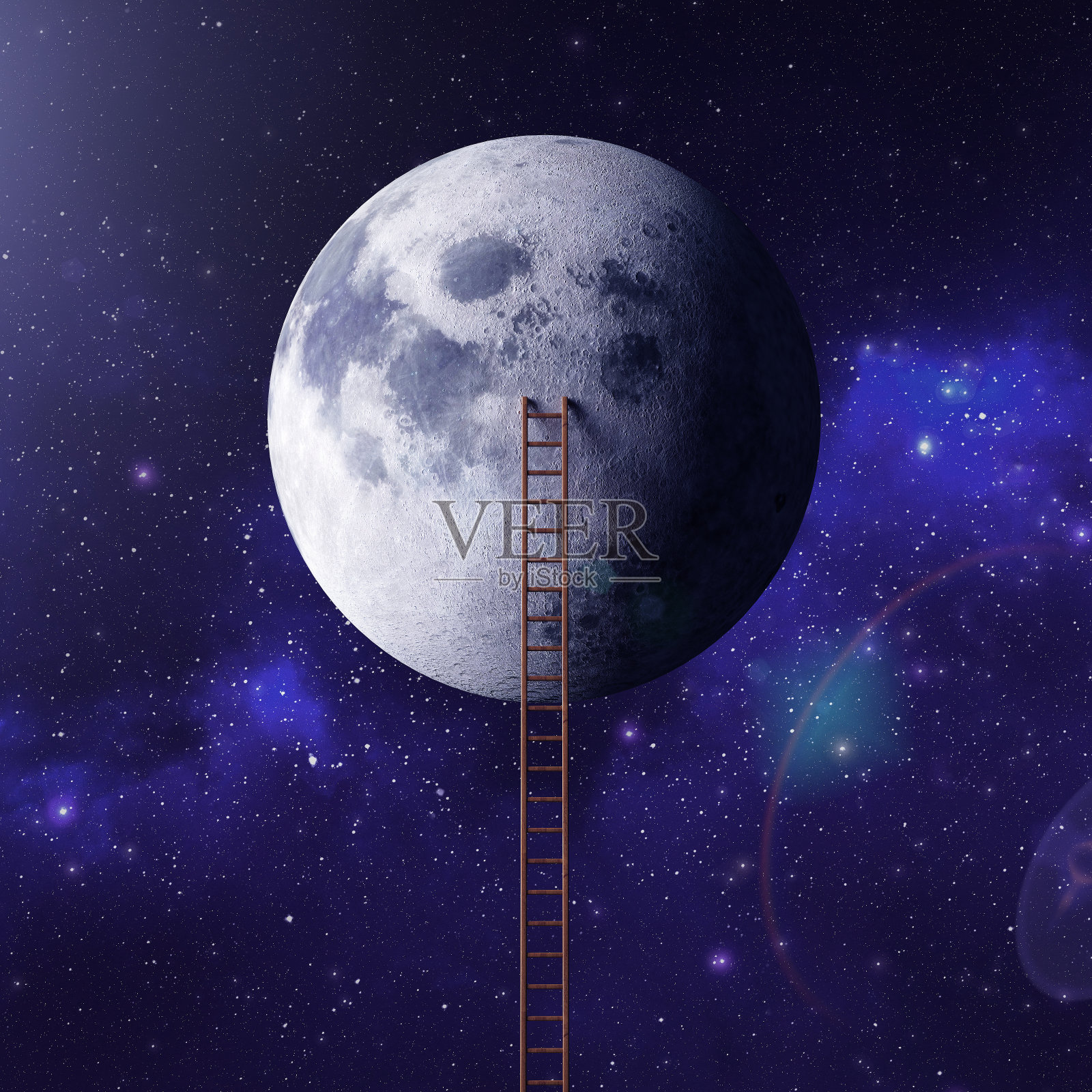 通往月球的阶梯插画图片素材