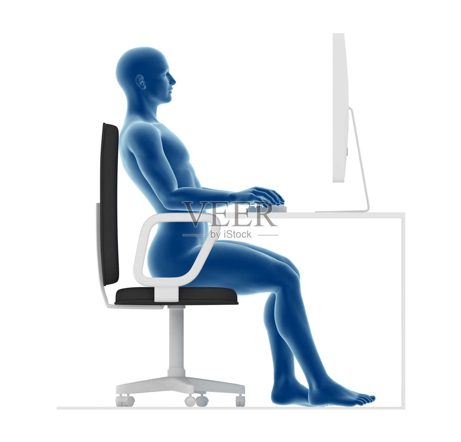 人体工程学，坐姿错误，在办公桌上工作照片摄影图片