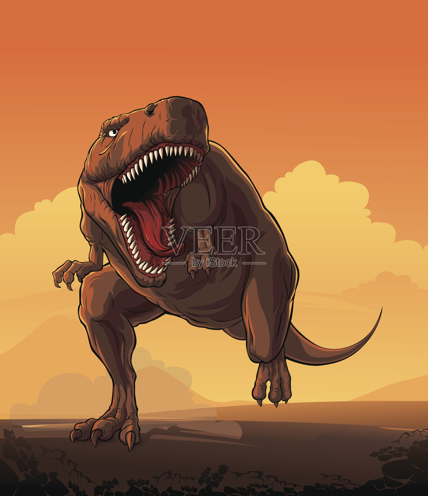 巨大的恐龙:霸王龙插画图片素材
