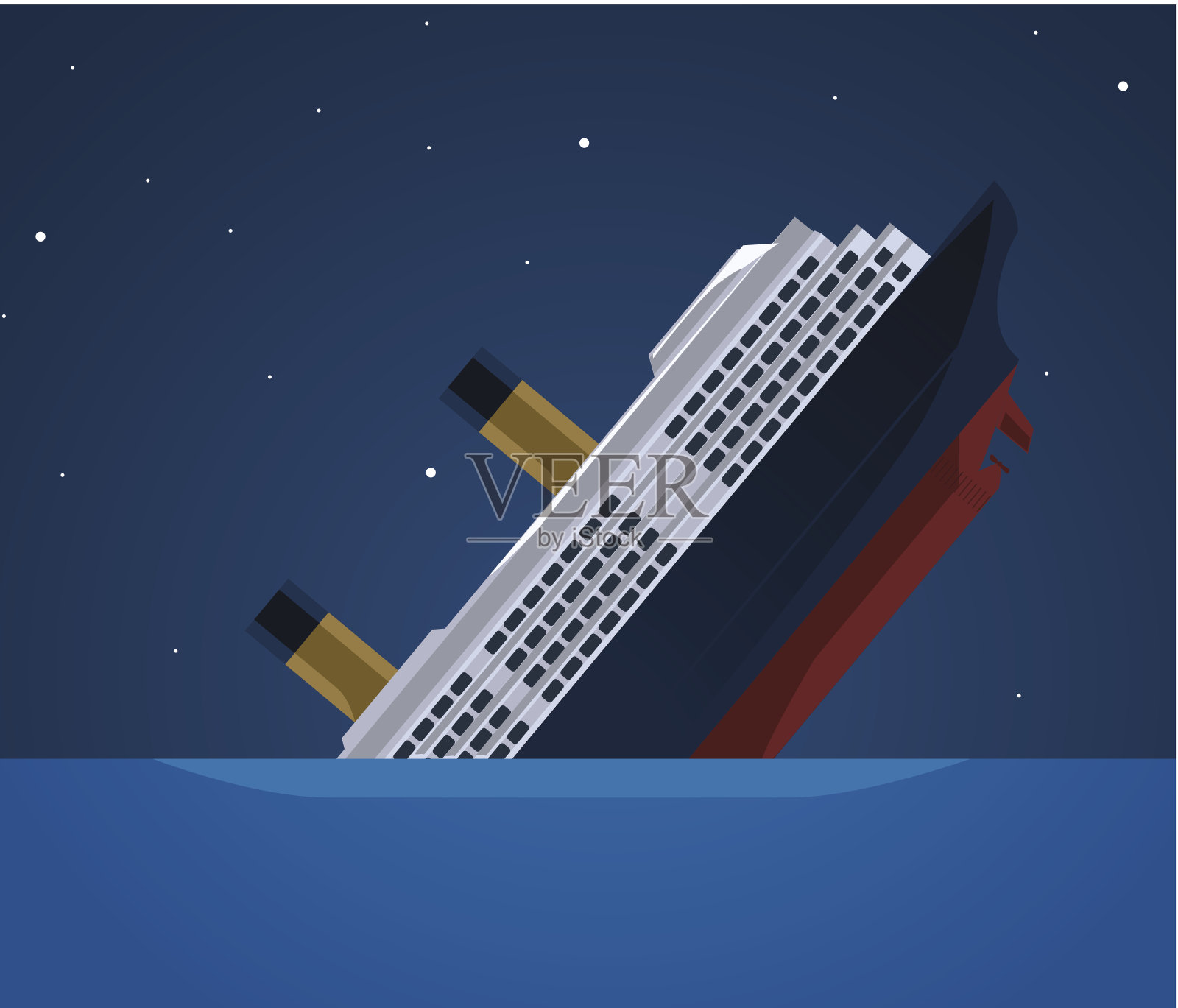 泰坦尼克号冰山在大西洋沉没插画图片素材