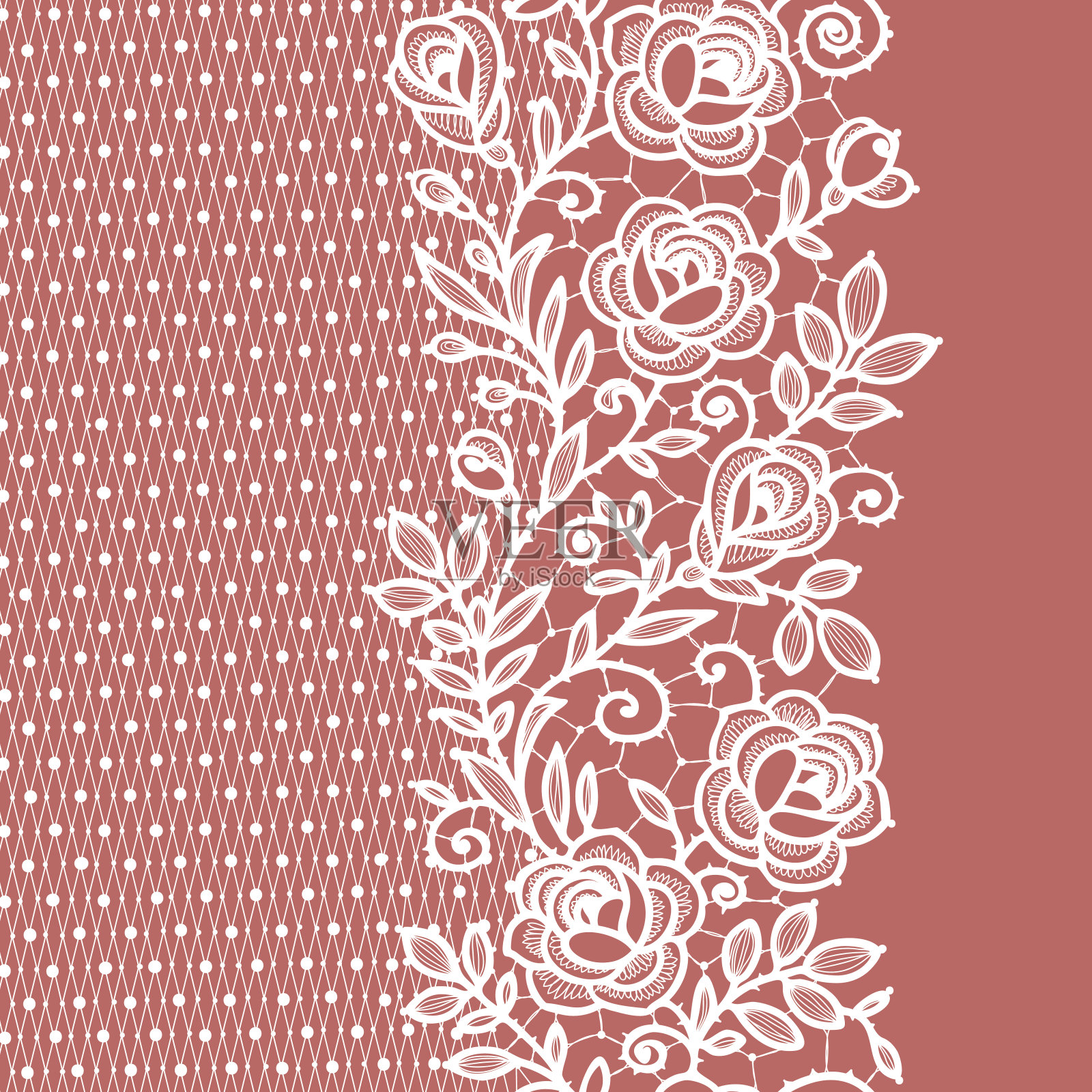 蕾丝玫瑰垂直无缝图案设计元素图片