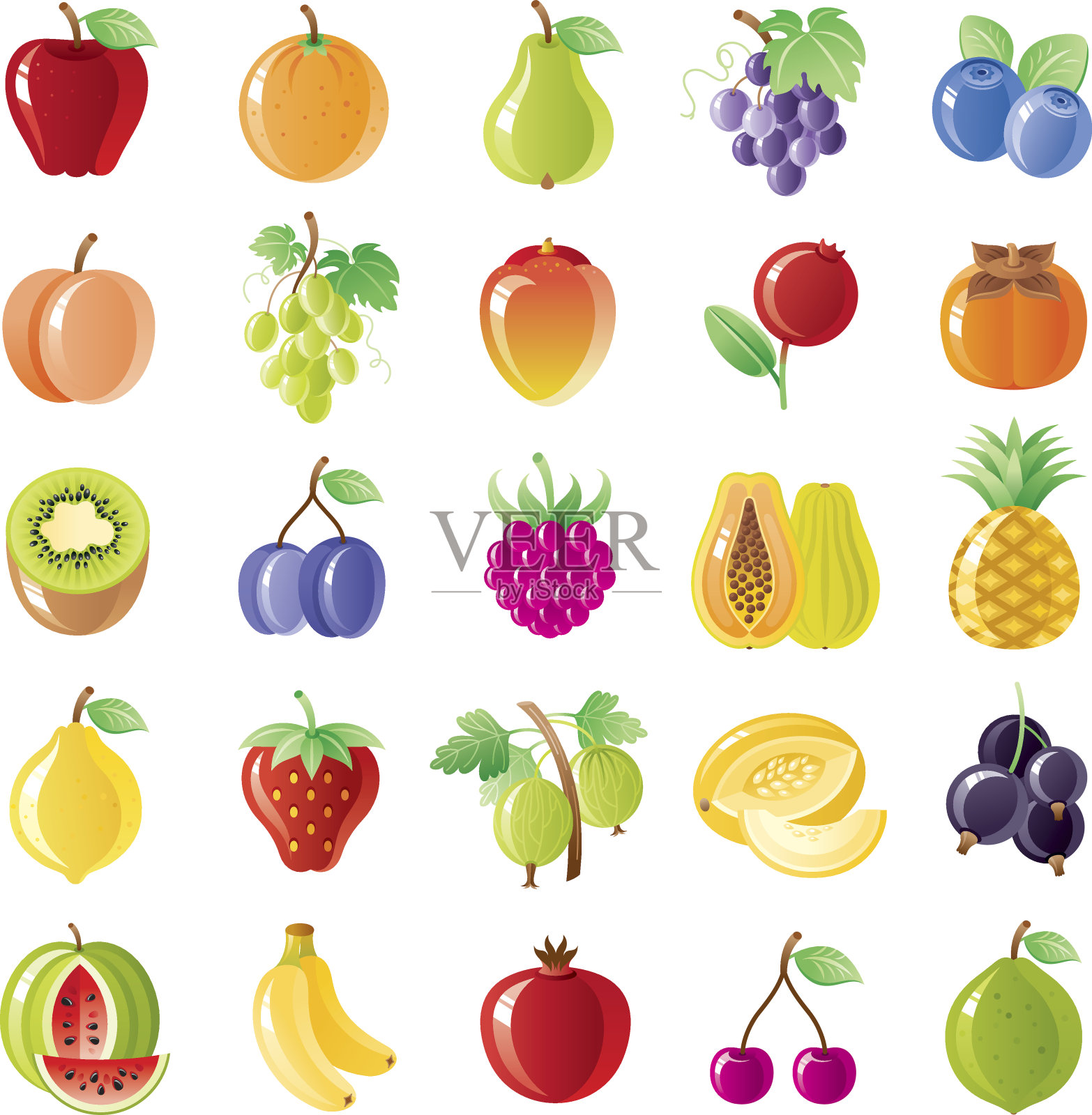 水果和浆果图标设置设计元素图片