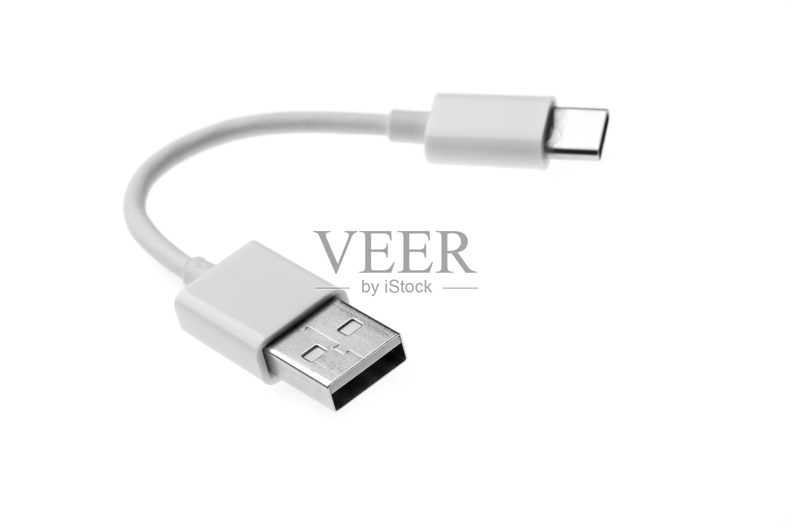 USB智能手机充电器电缆适配器隔离在白色背景照片摄影图片