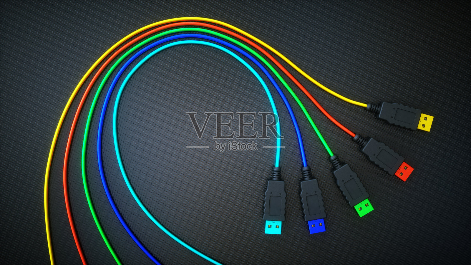 色彩斑斓的USB电缆照片摄影图片