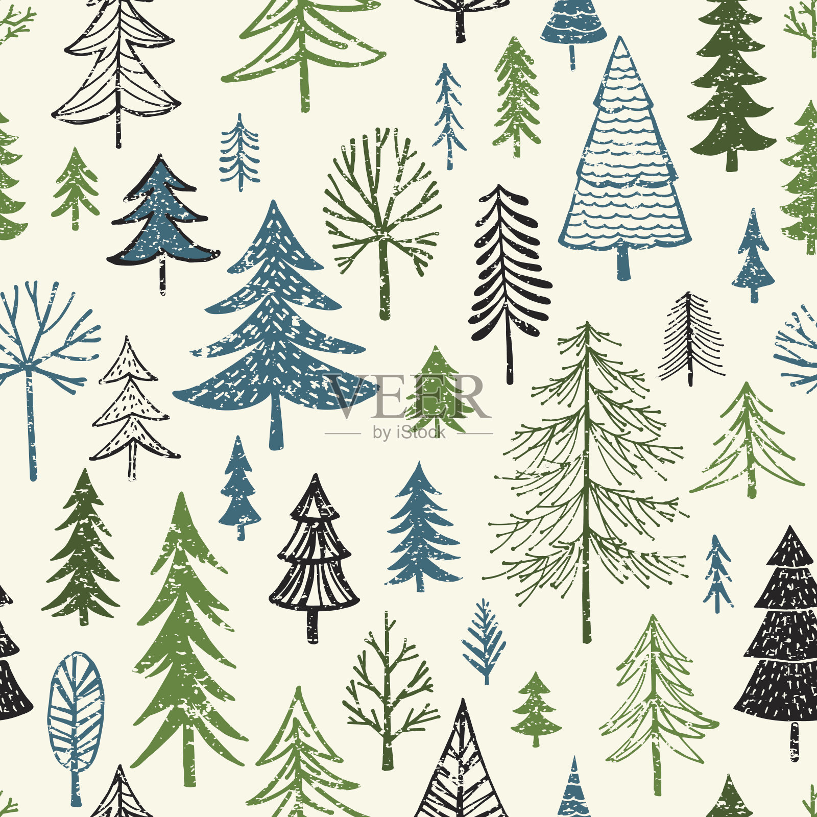 手绘圣诞/节日树图案插画图片素材