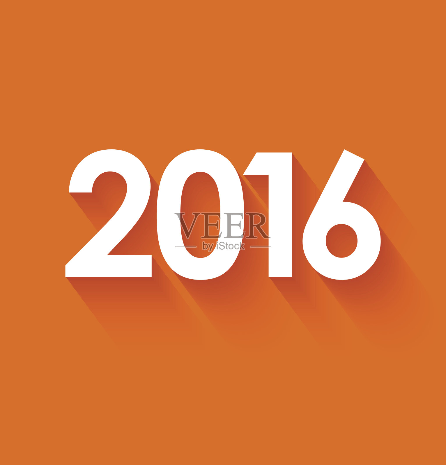 2016年新年在橙色背景平风格插画图片素材