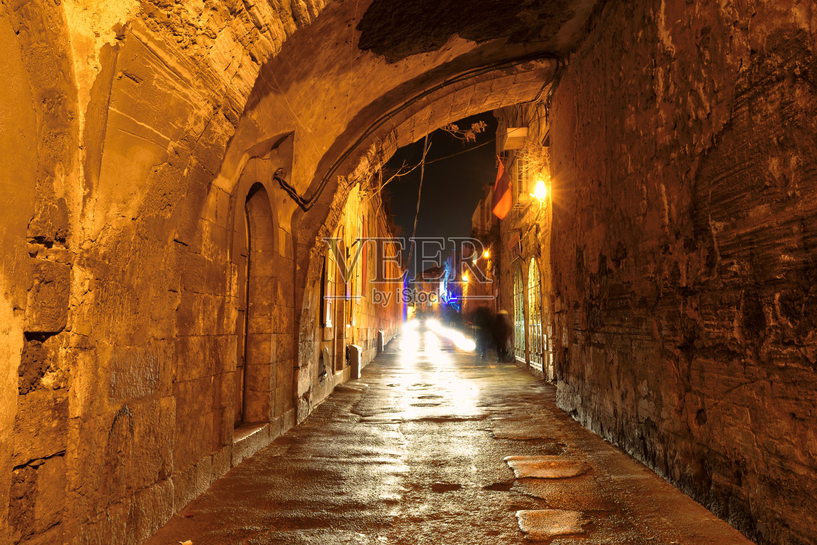 耶路撒冷老城的夜街照片摄影图片