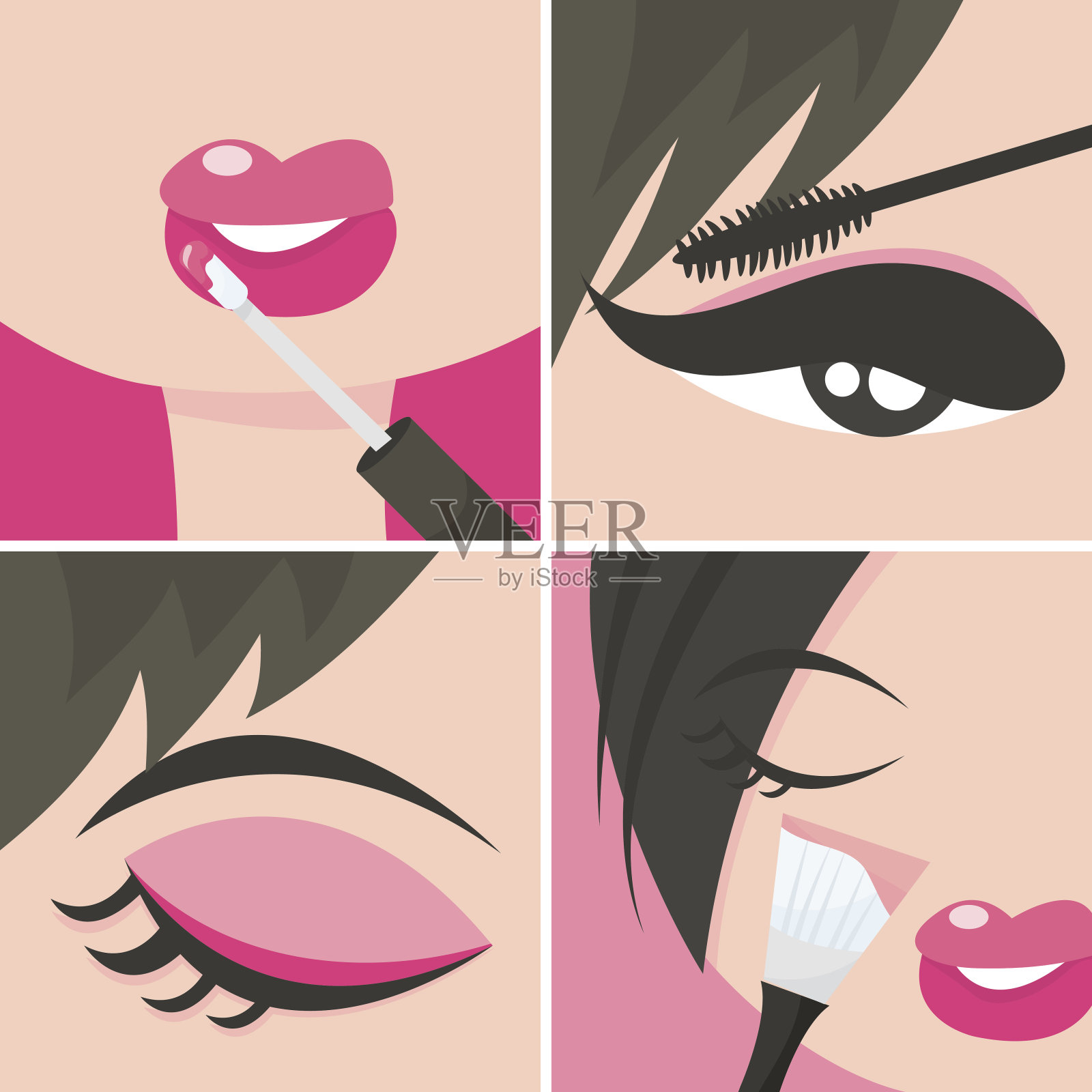化妆Popart插画图片素材