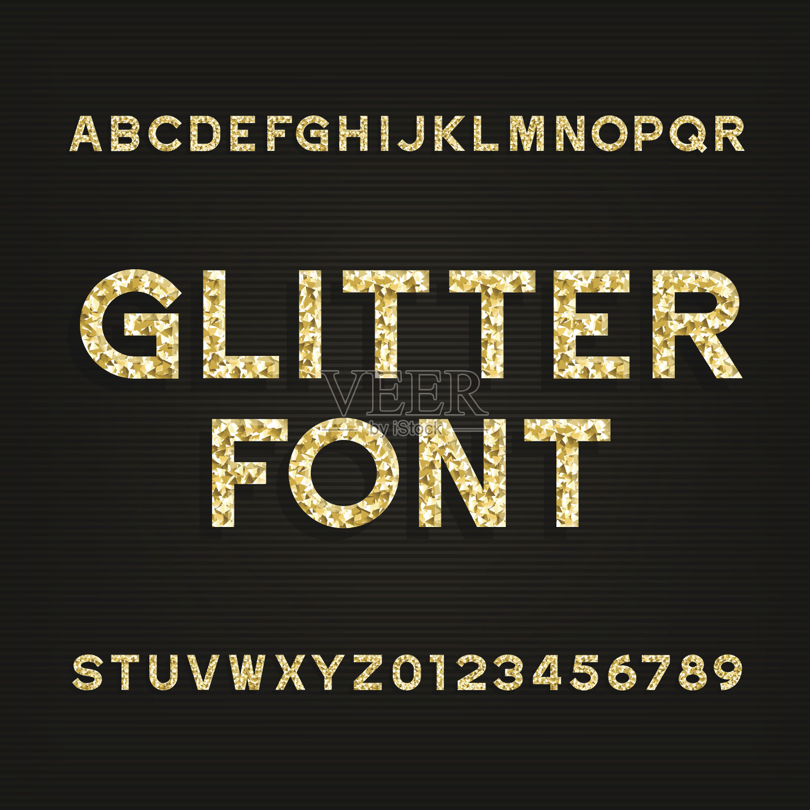 金色闪光的字母字体设计元素图片